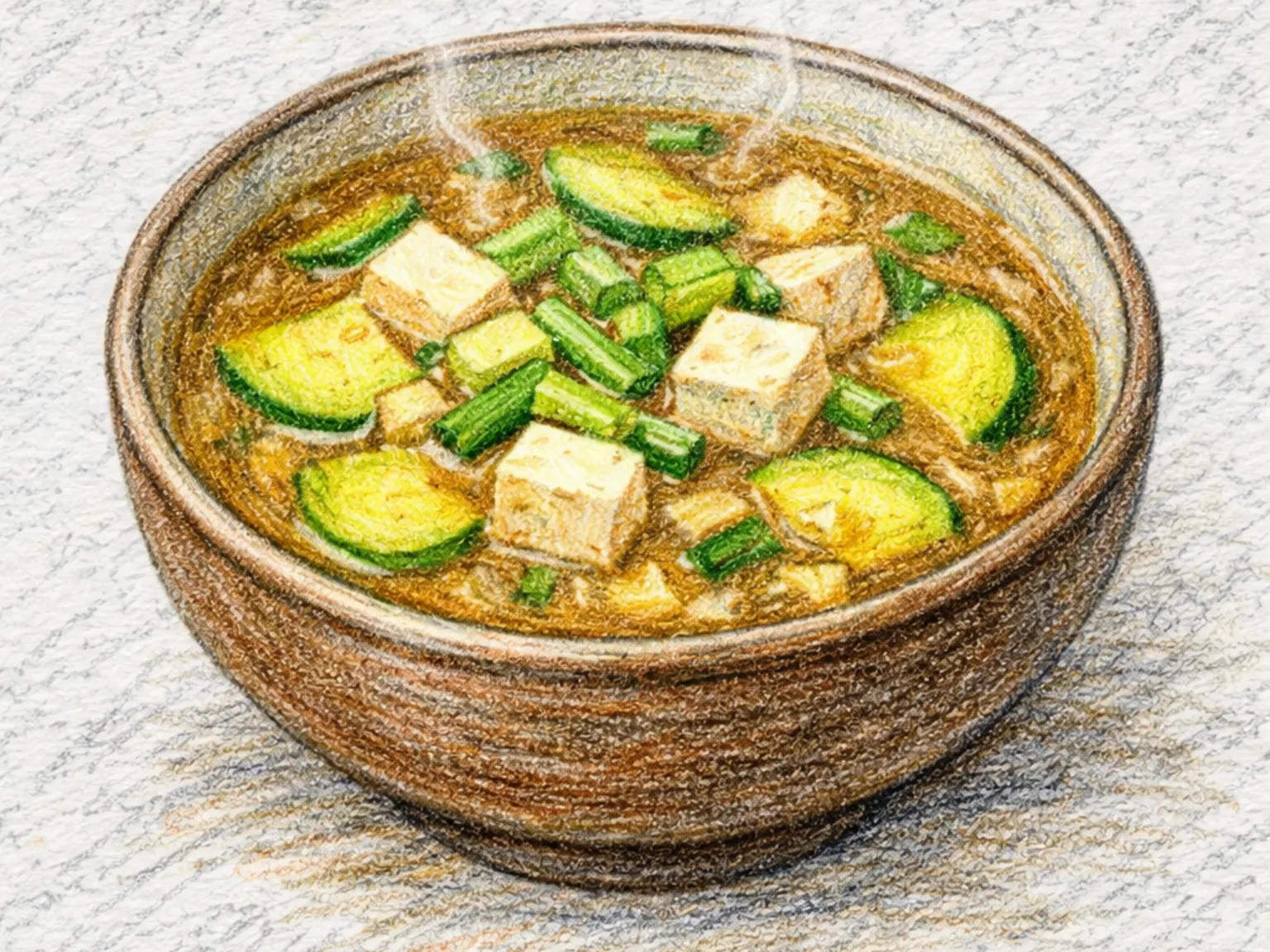 ズッキーニのテンジャンクク（韓国家庭の定番みそスープ）