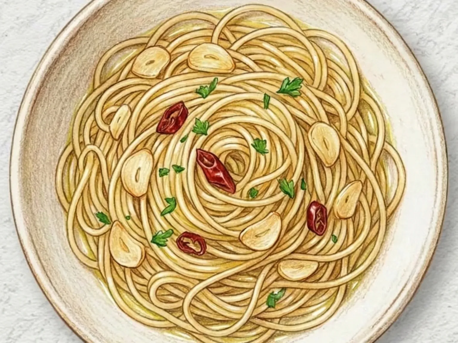 Pasta al ajillo con aceite de oliva