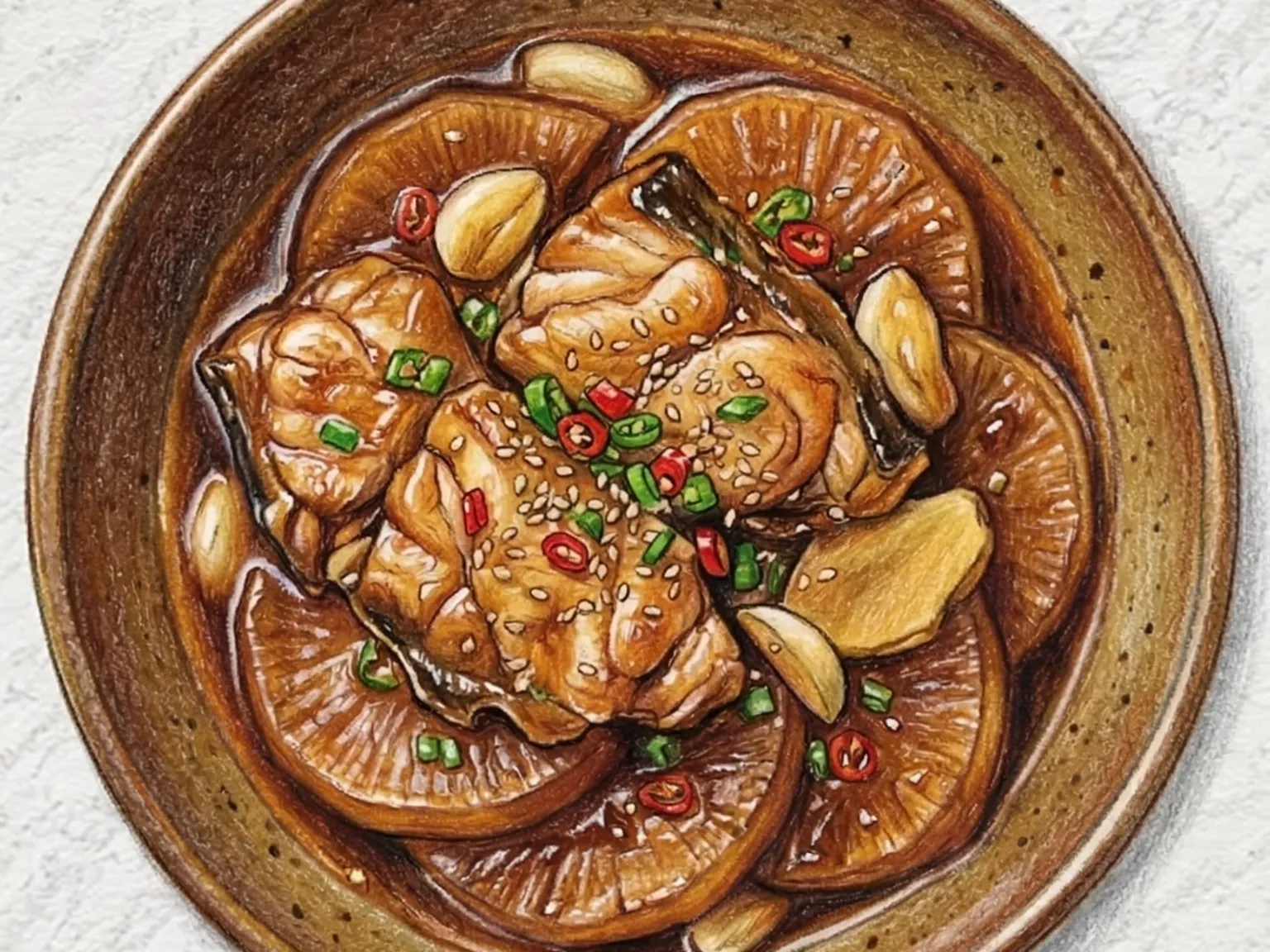 Agwi Jorim (rape estofado en salsa de soja picante)