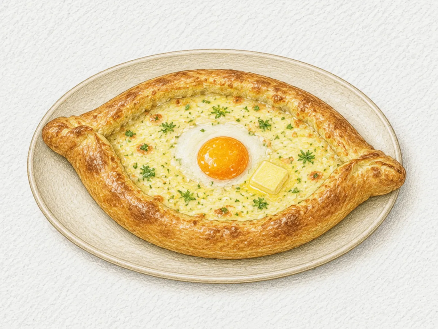 Ajaruli khachapuri with three cheeses