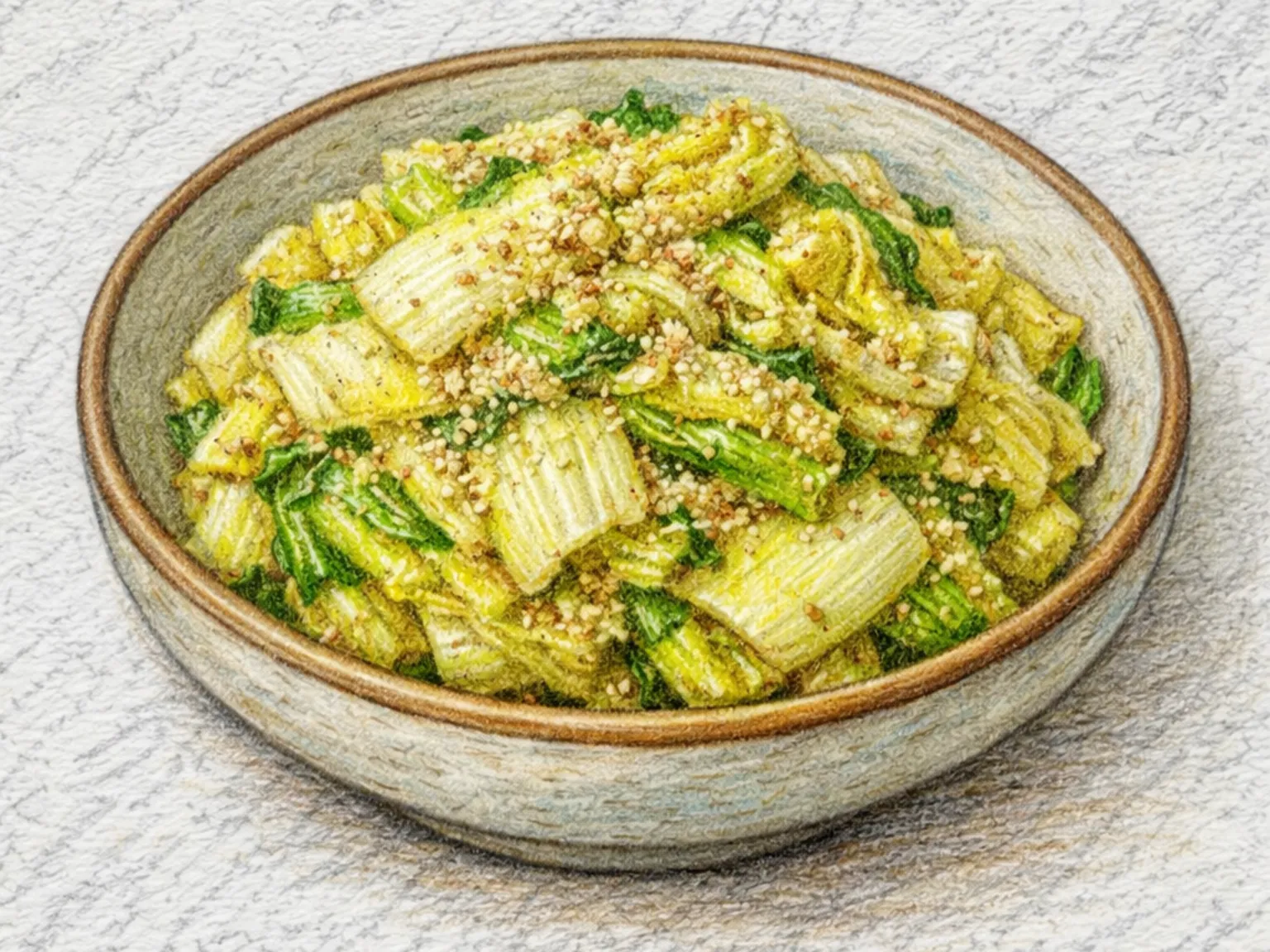 Albaechu Deulkkae Bokkeum (refogado coreano de acelga com sementes de perilla)