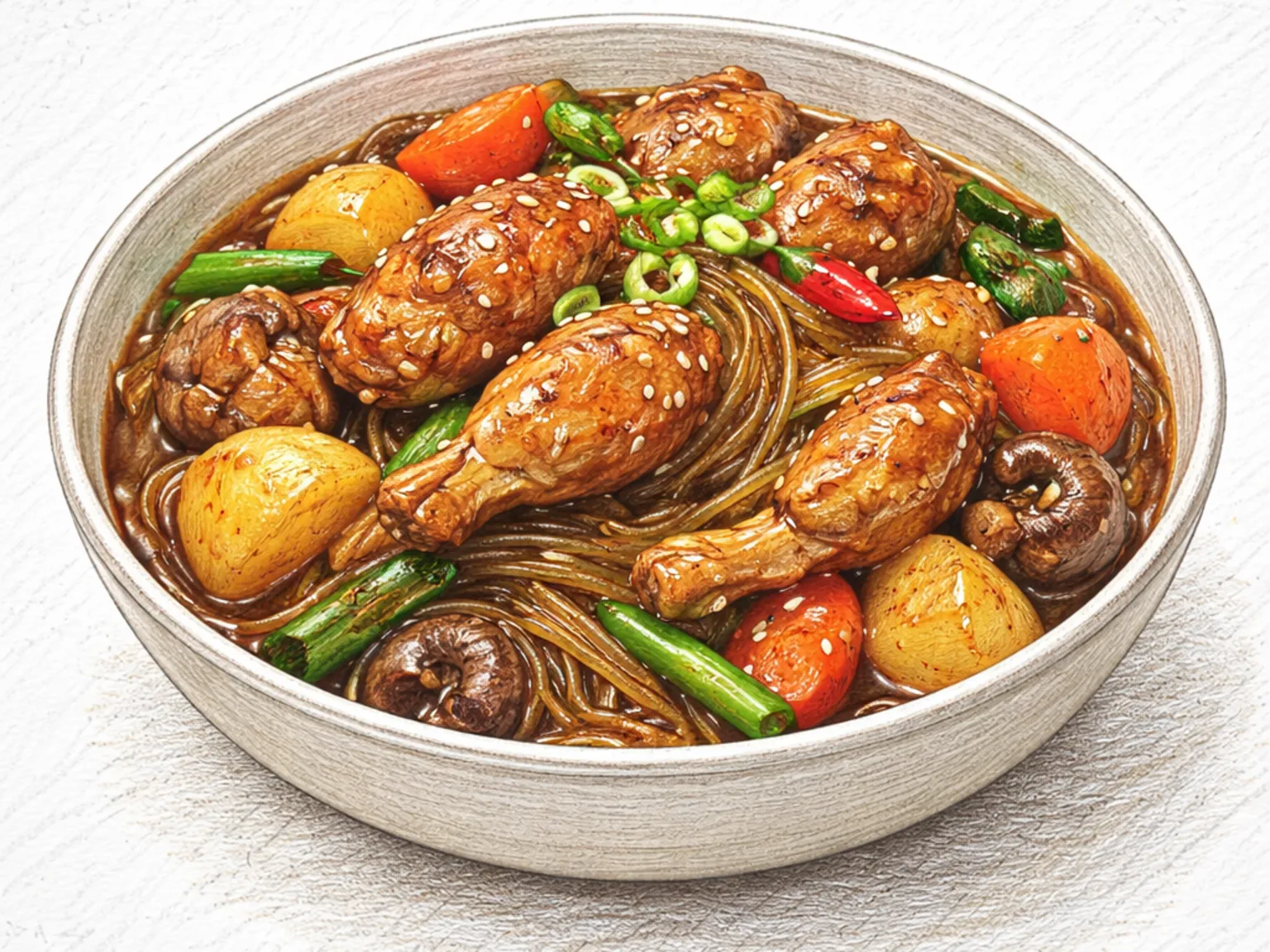 Andong Jjimdak (pollo estofado de Andong)