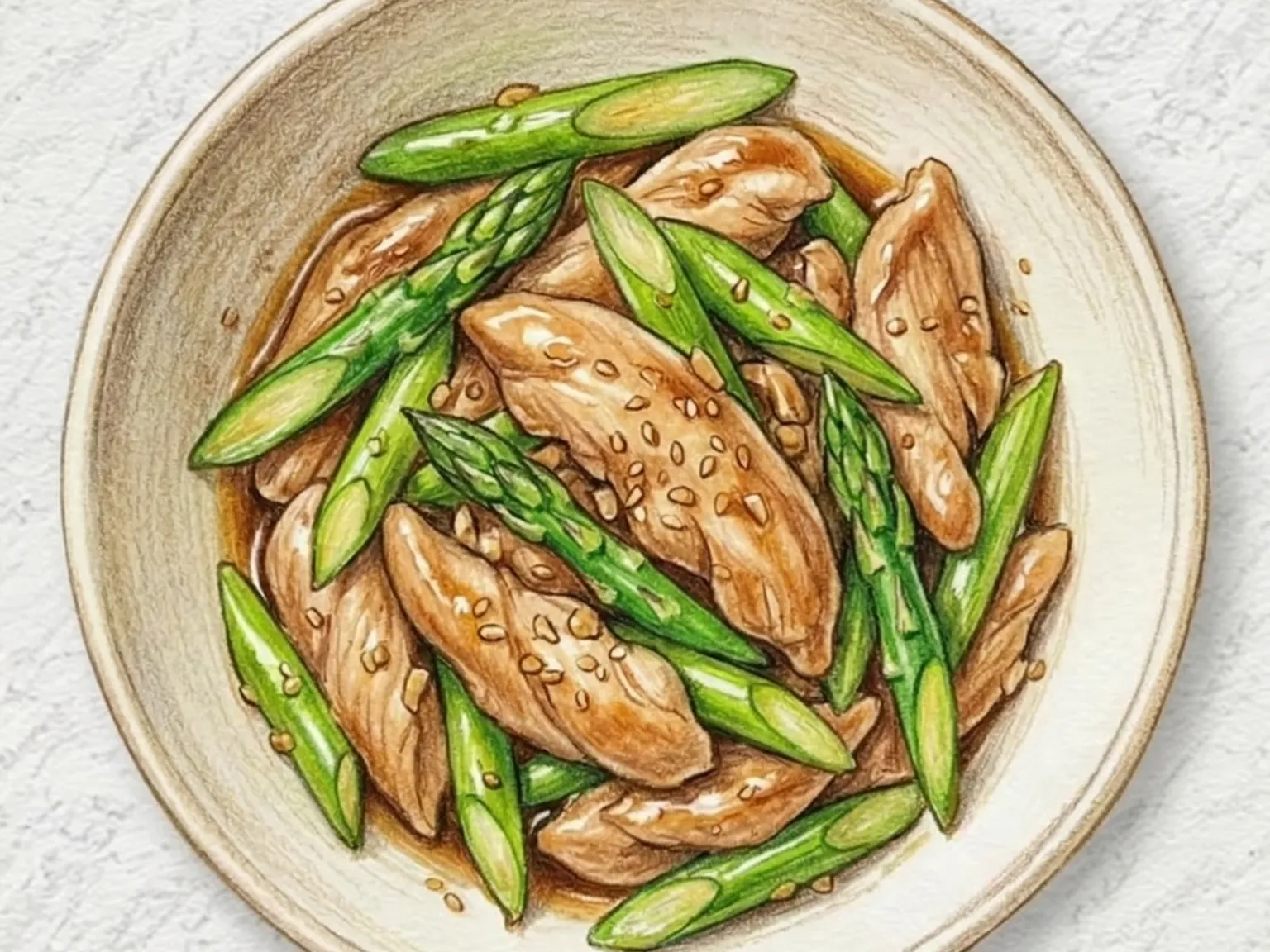 Aseuparageoseu Dak Ganjang Bokkeum (Frango com aspargos salteado no molho de soja coreano)