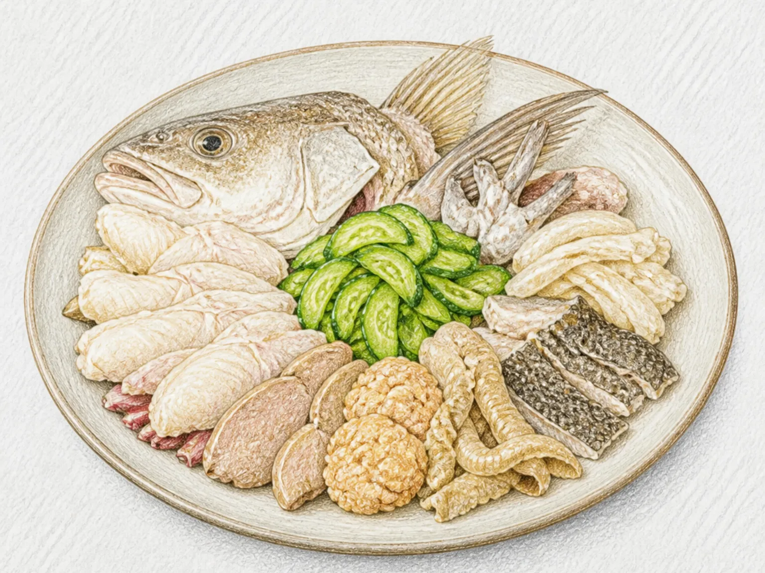 Atama Ryori (Blanched Large Fish Head and Offal Platter)