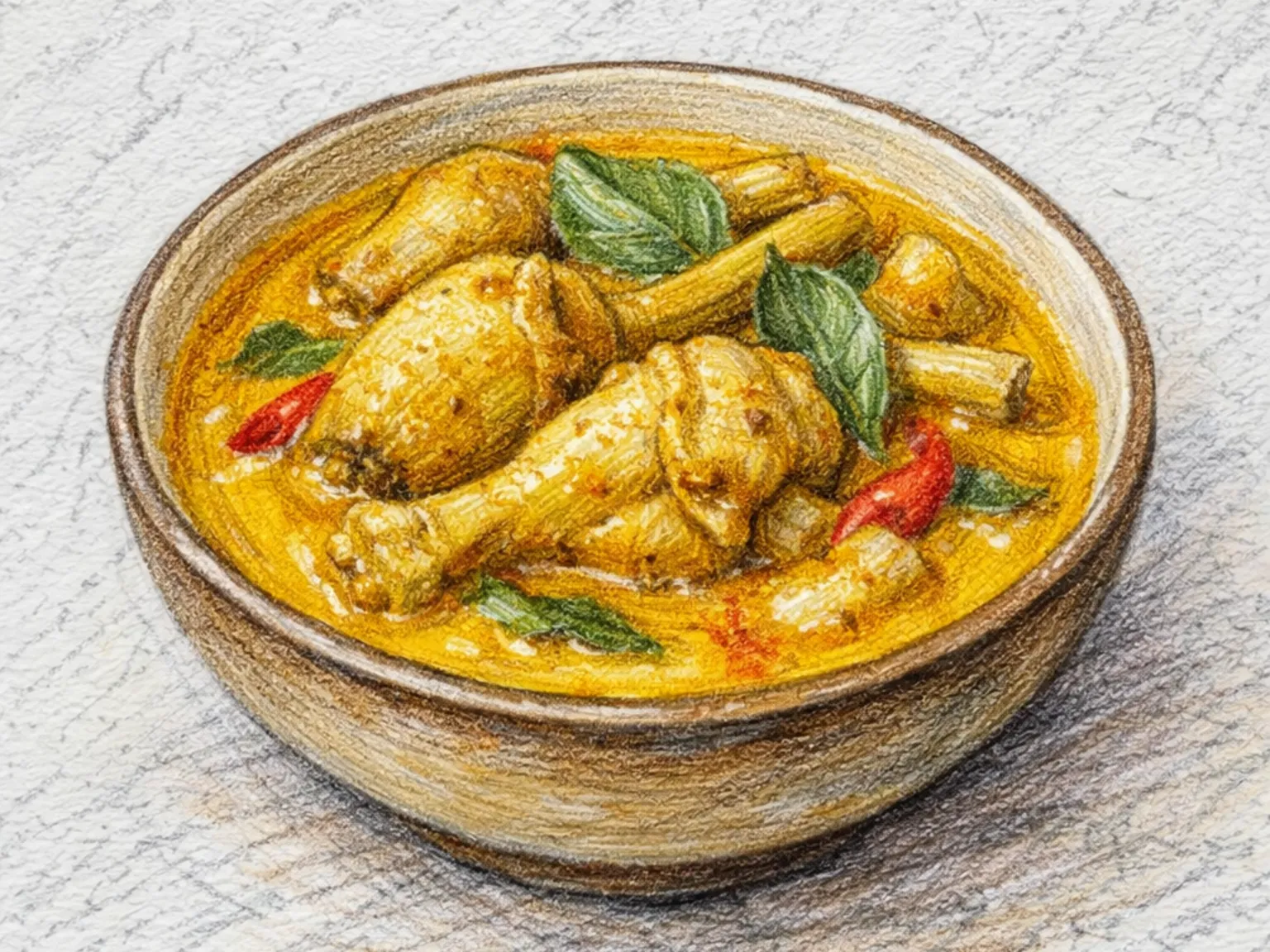 Ayam Gulai (Curry de Frango Indonésio com Coco e Especiarias)
