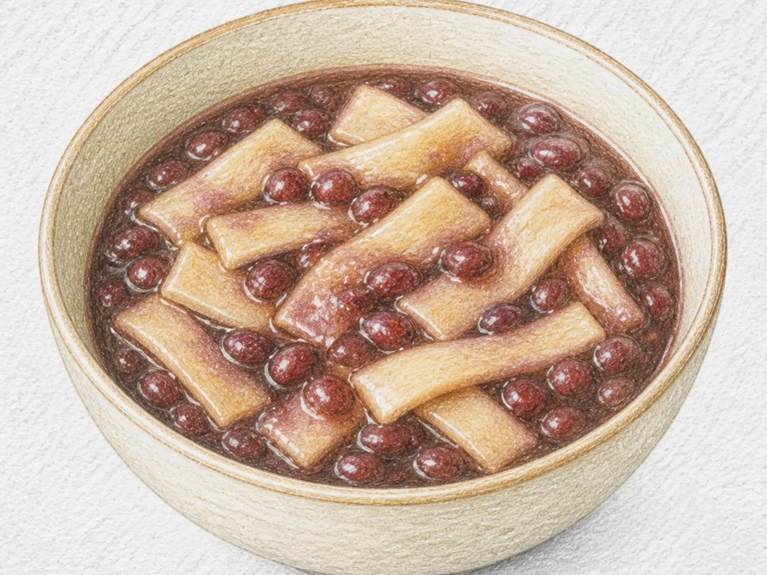 아즈키밧토 (팥죽 넓적면 디저트)