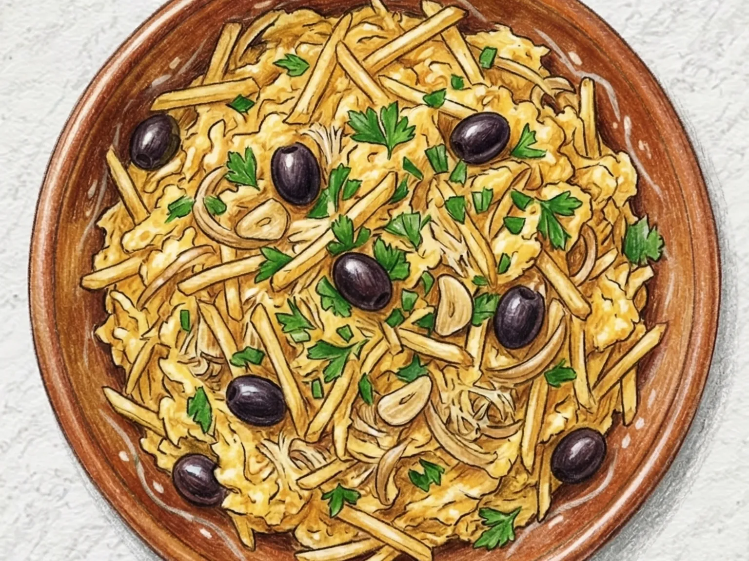 Bacalhau à Brás (bacalao salado portugués con huevos y patatas)