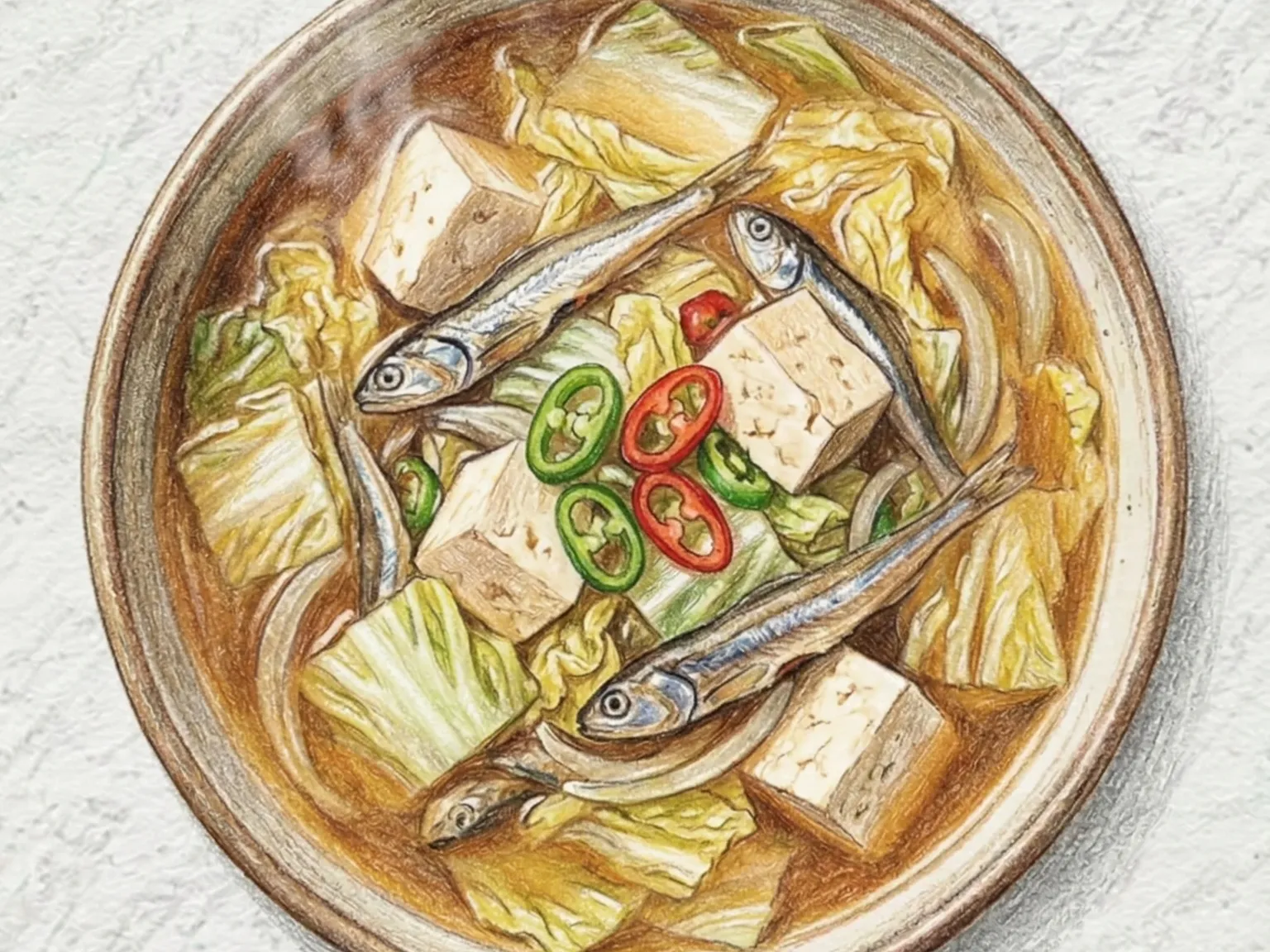 Baechu Myeolchi Jjigae (estofado coreano de acelga e anchova)