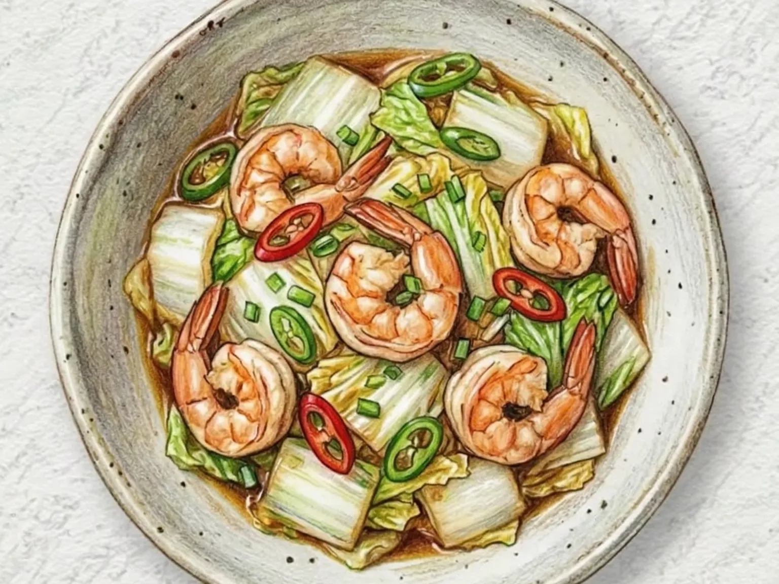 Baechu Saeu Bokkeum (col china con camarones salteados)