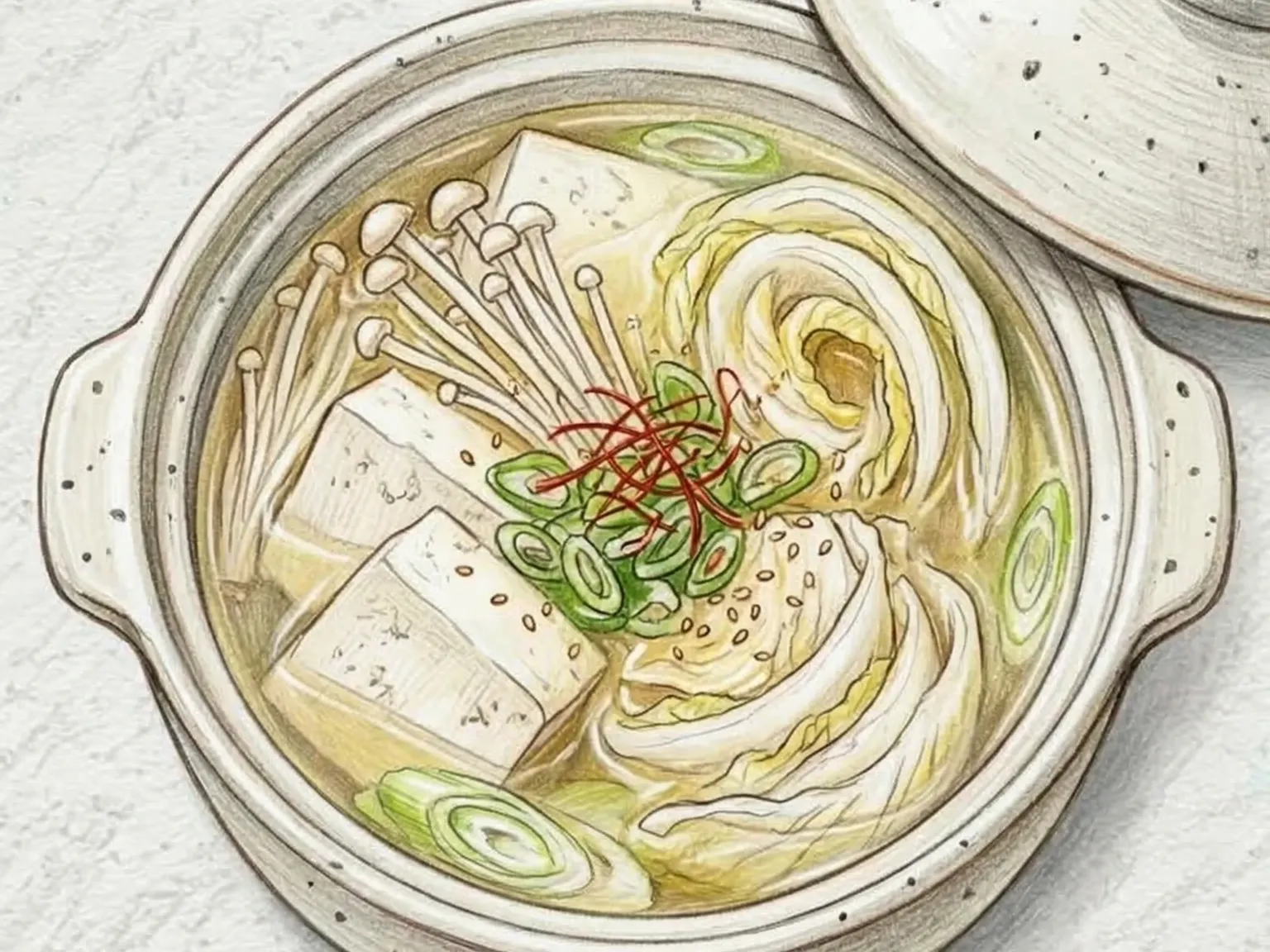 白キムチ豆腐チゲ（白キムチと豆腐のまろやか韓国鍋）