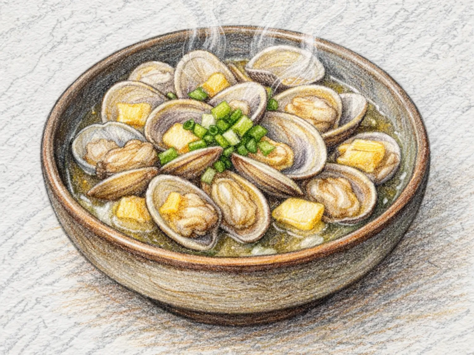 Bajirak-sul-jjim (Almejas coreanas al vapor con soju)