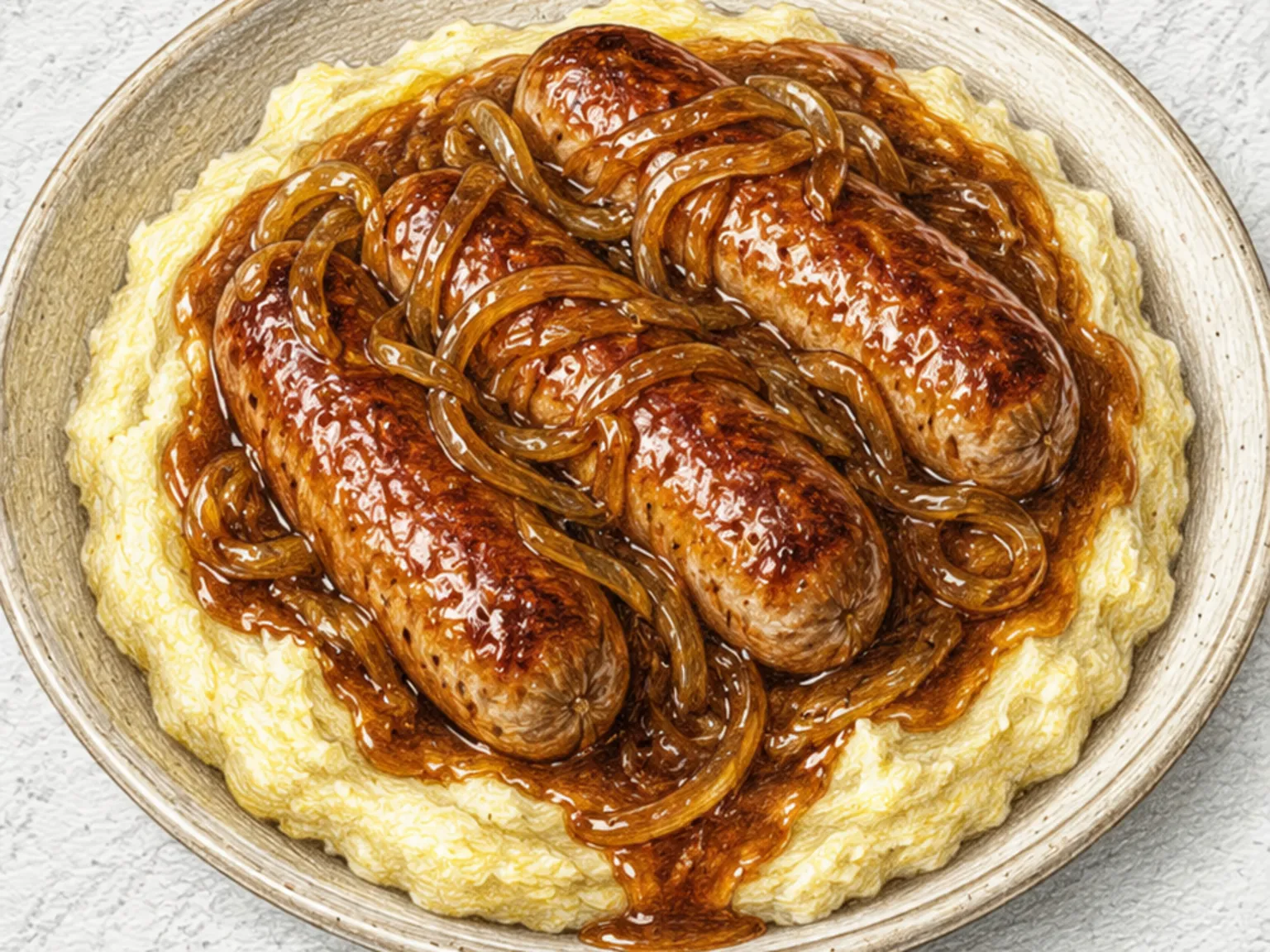 Bangers and Mash (salsichas com purê de batata)