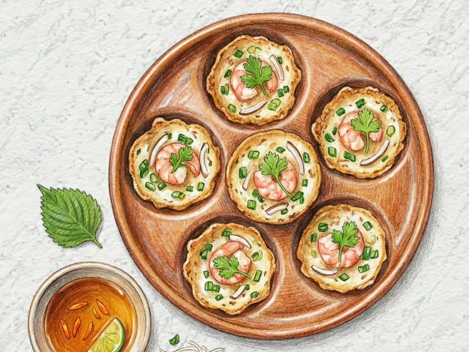 Banh Khot (Minipanquecas vietnamitas crocantes de camarão)