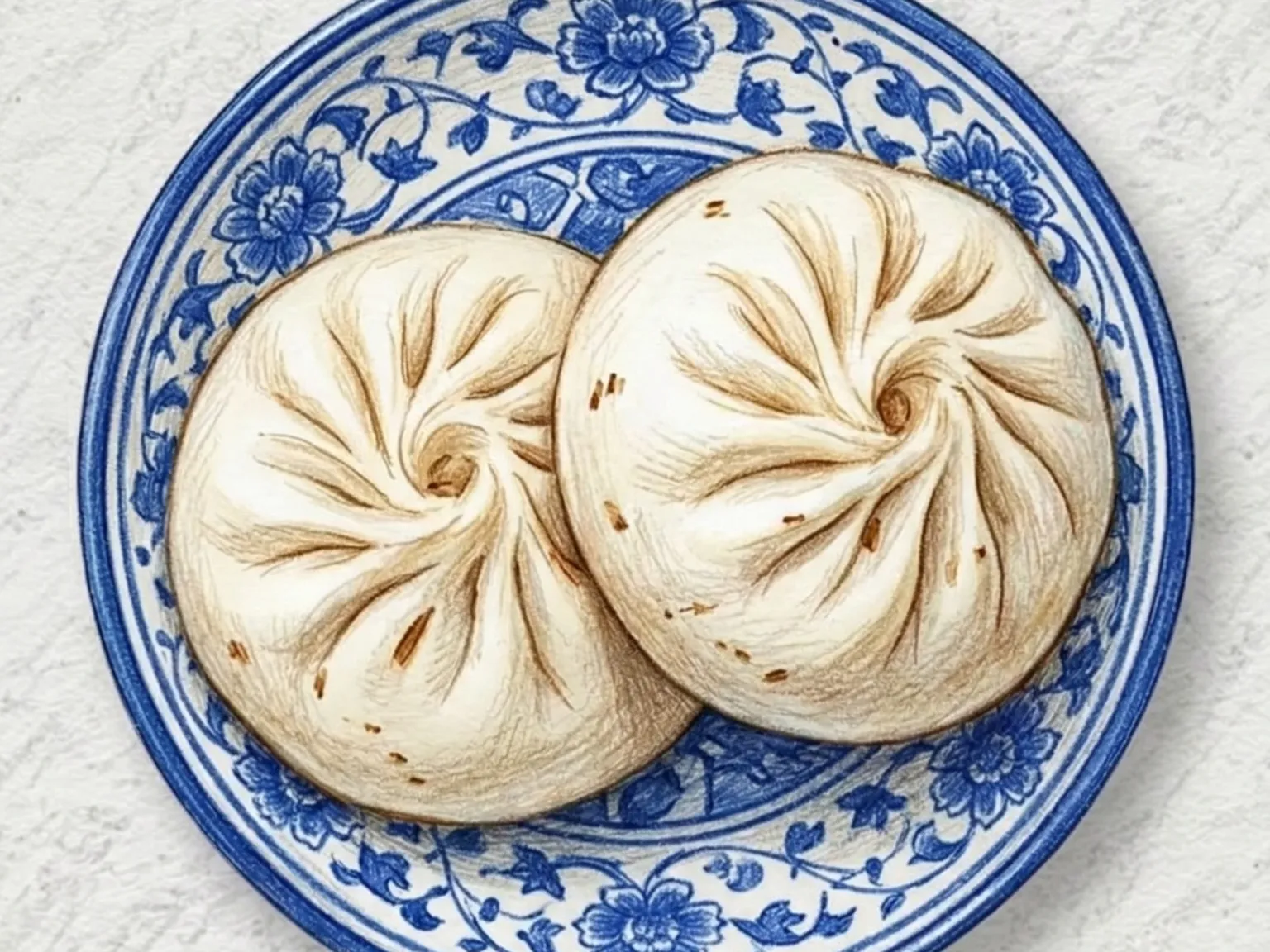 바오쯔 (돼지고기 채소 속 중국식 찐빵)