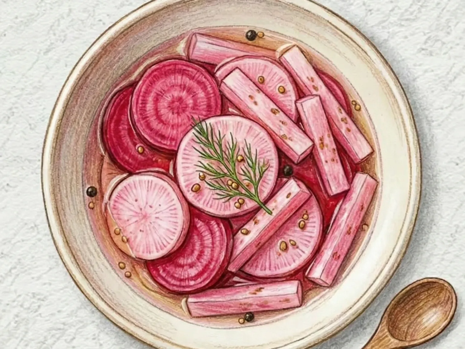 Beet Mu Pickle (encurtido coreano de remolacha y rábano)