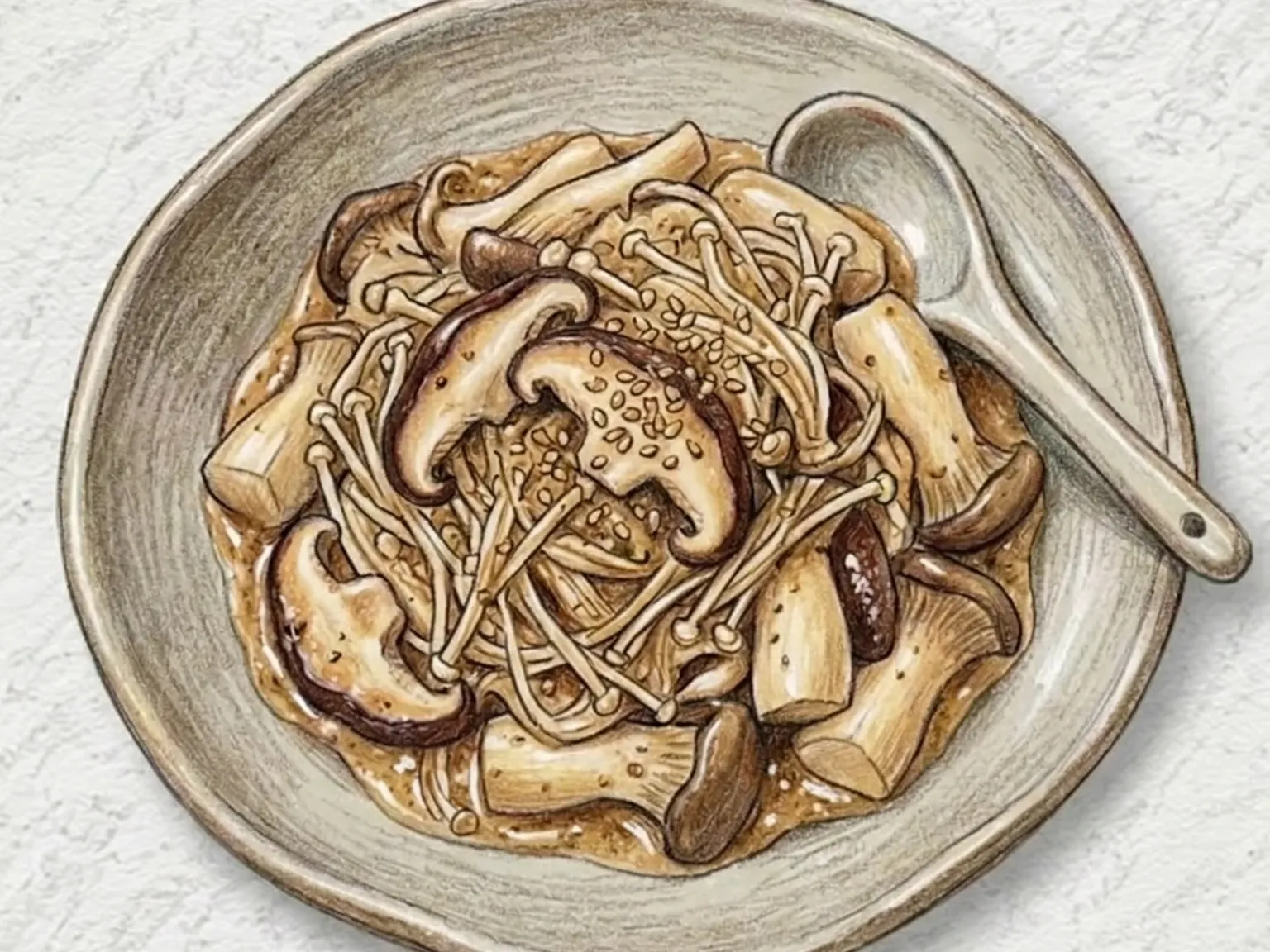 Korean Mushroom Perilla Seed Stir-Fry