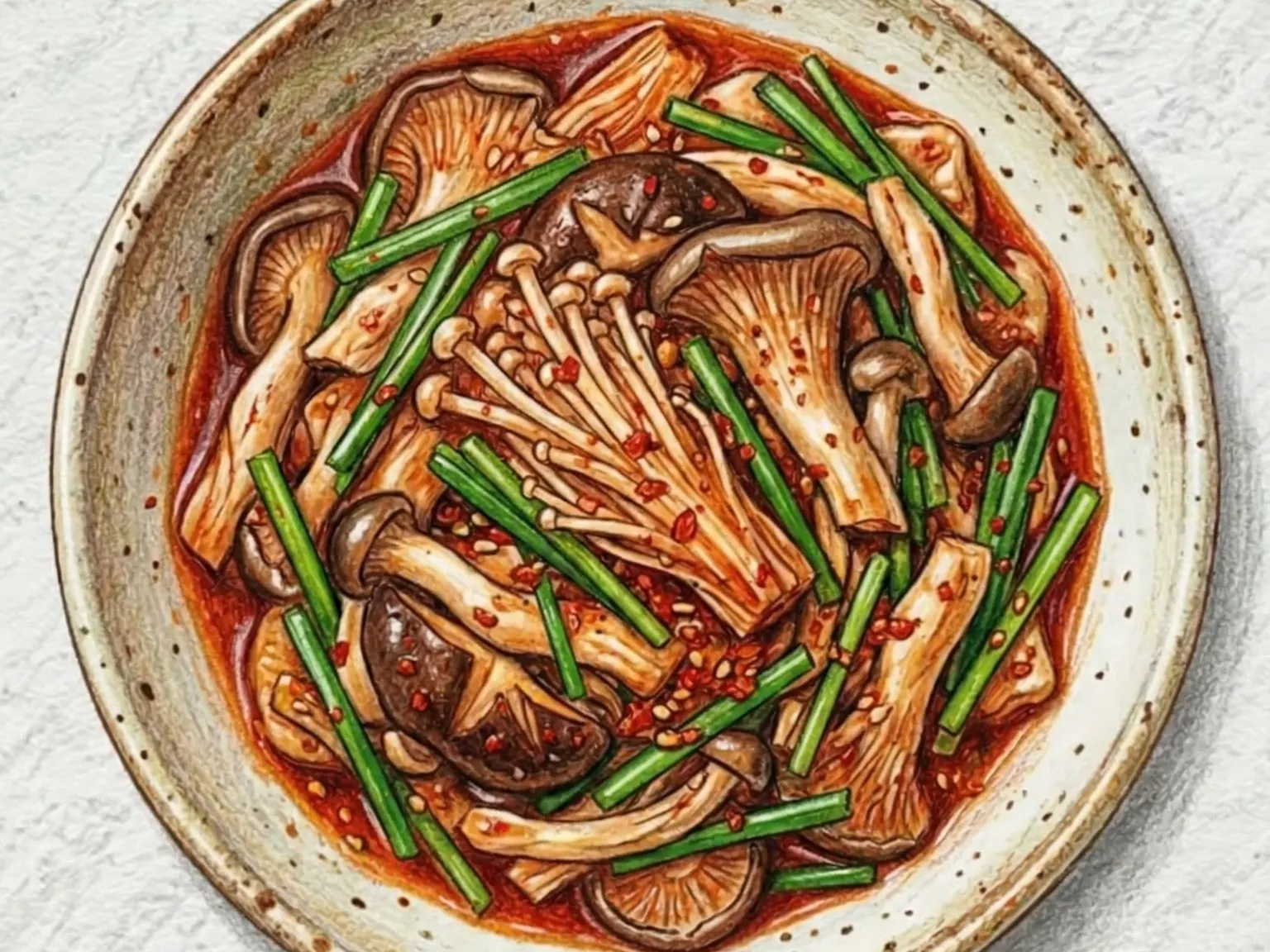 Beoseot Kimchi (kimchi coreano de setas)