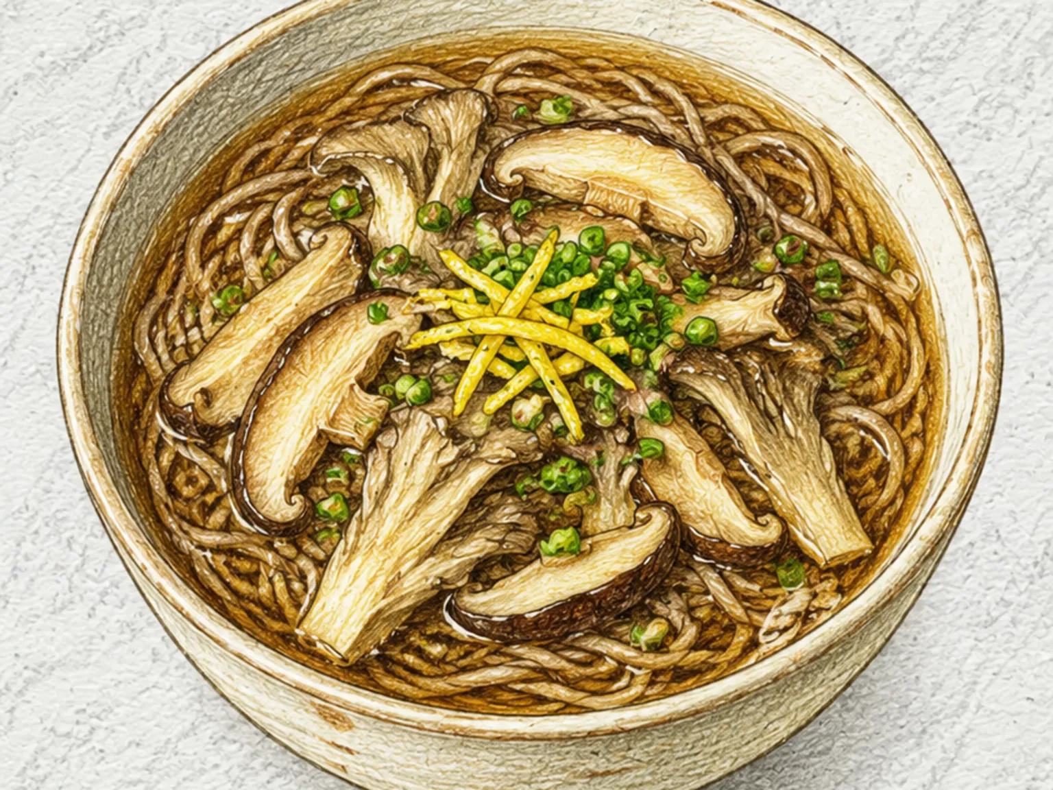 きのこそば（温かいきのこ蕎麦）
