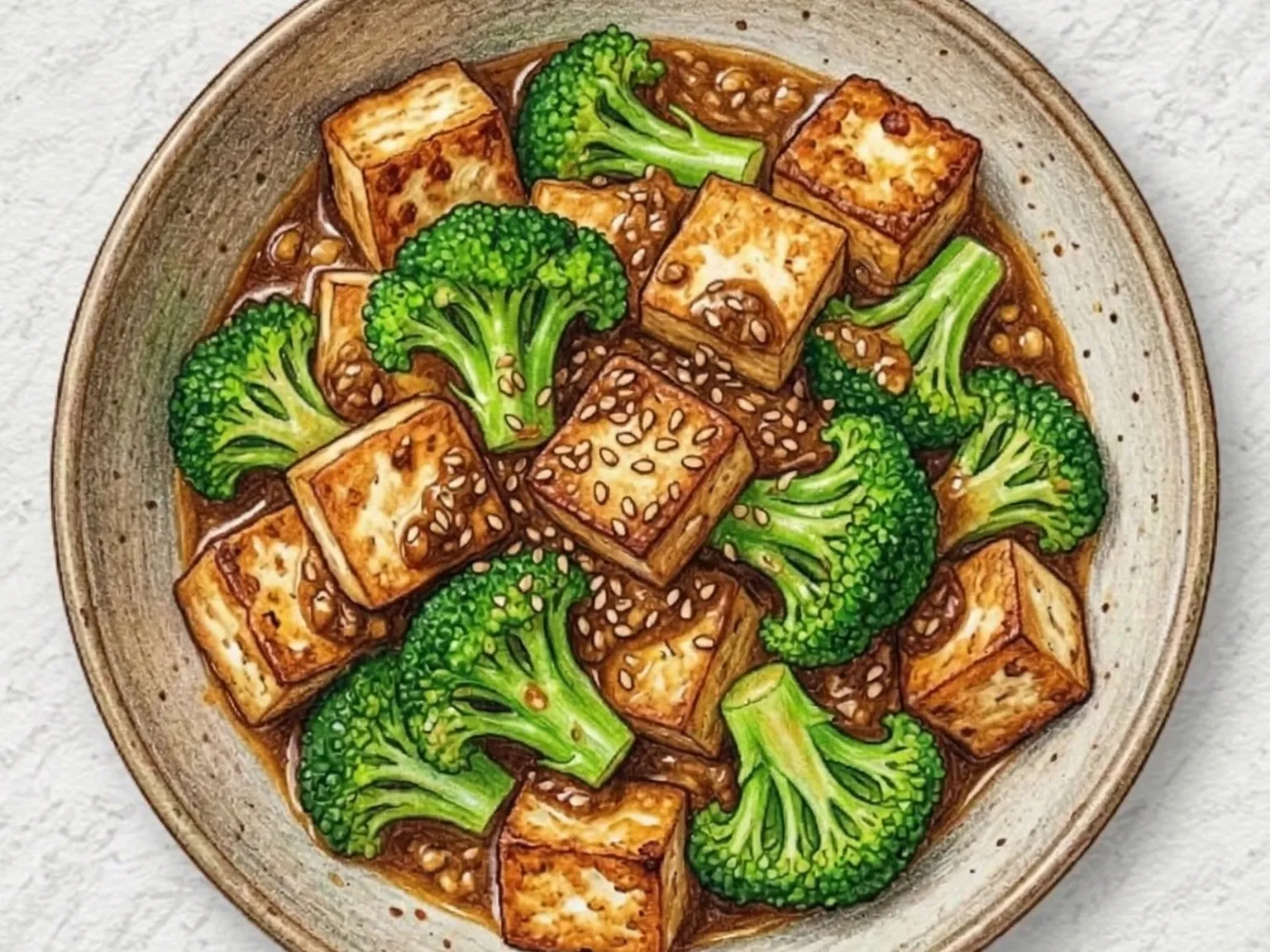 Korean Beurokolli Dubu Doenjang Bokkeum (Broccoli Tofu Doenjang Stir-fry)