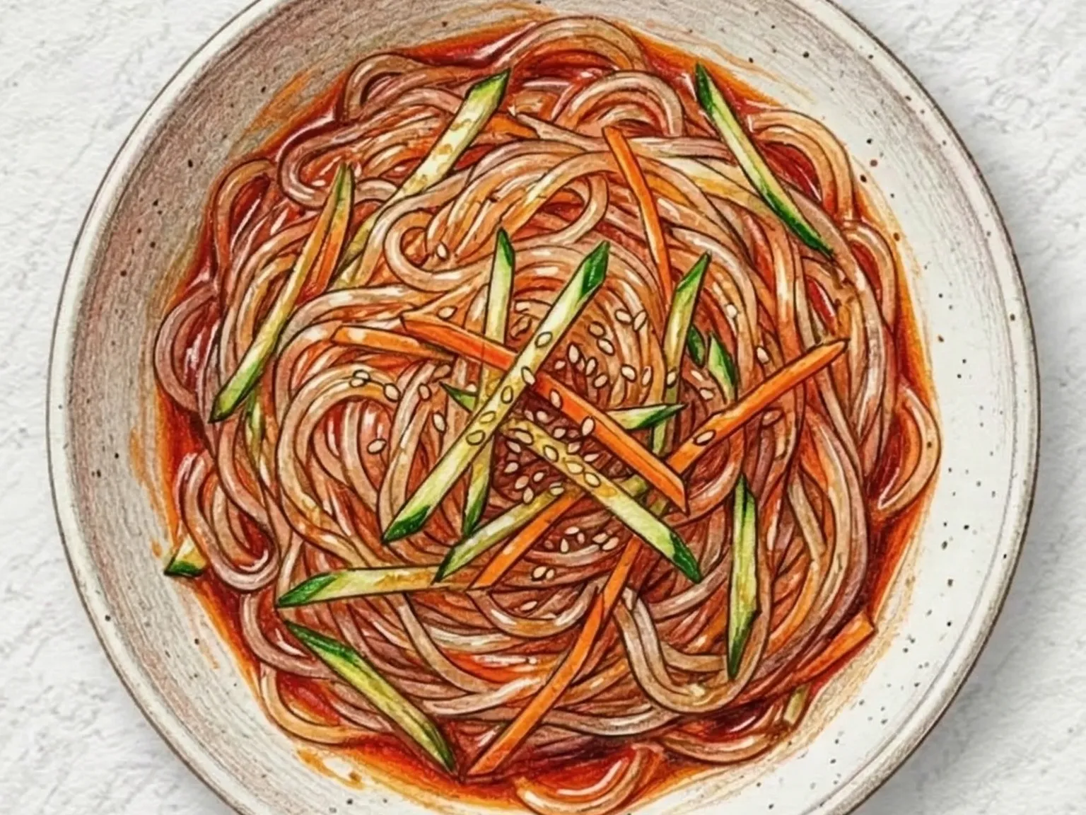 Bibim Dangmyeon (fideos coreanos de camote picantes)