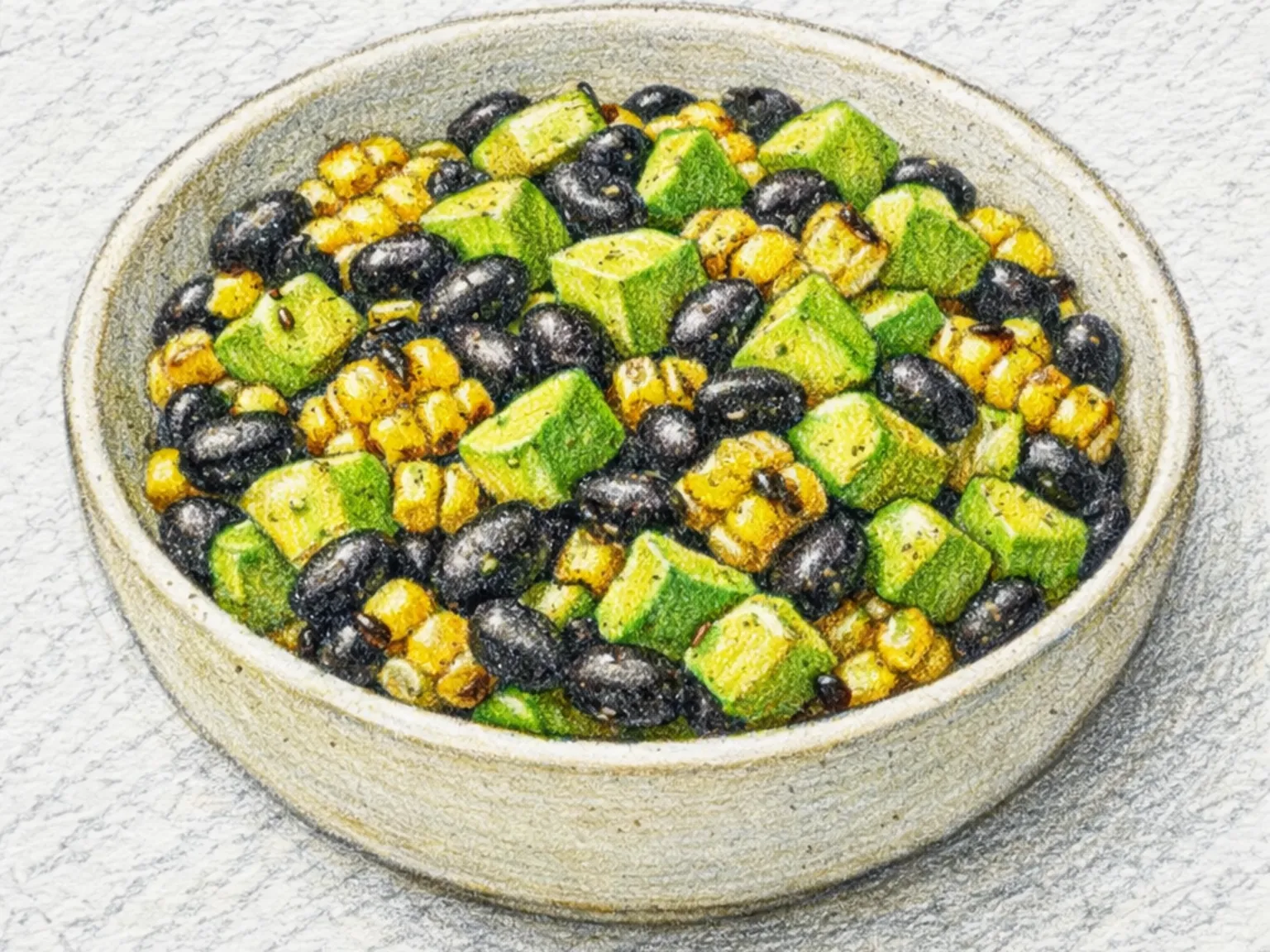 Salada de Feijão Preto, Milho e Abacate