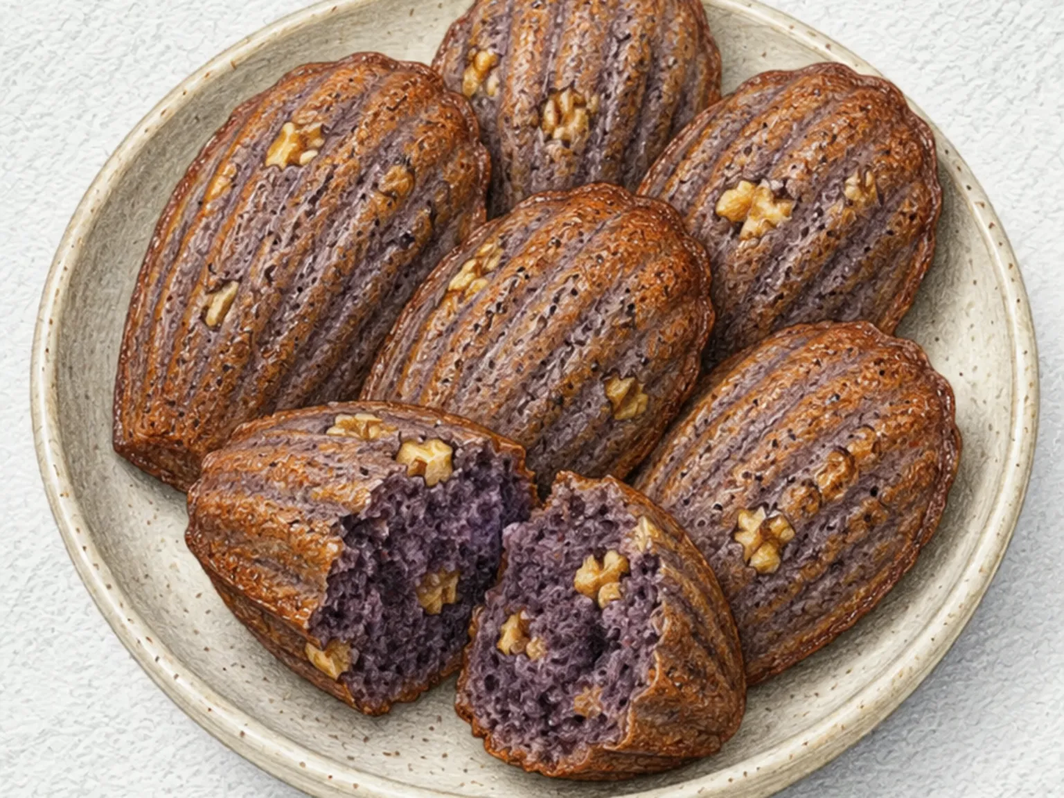 Black Rice Walnut Madeleines