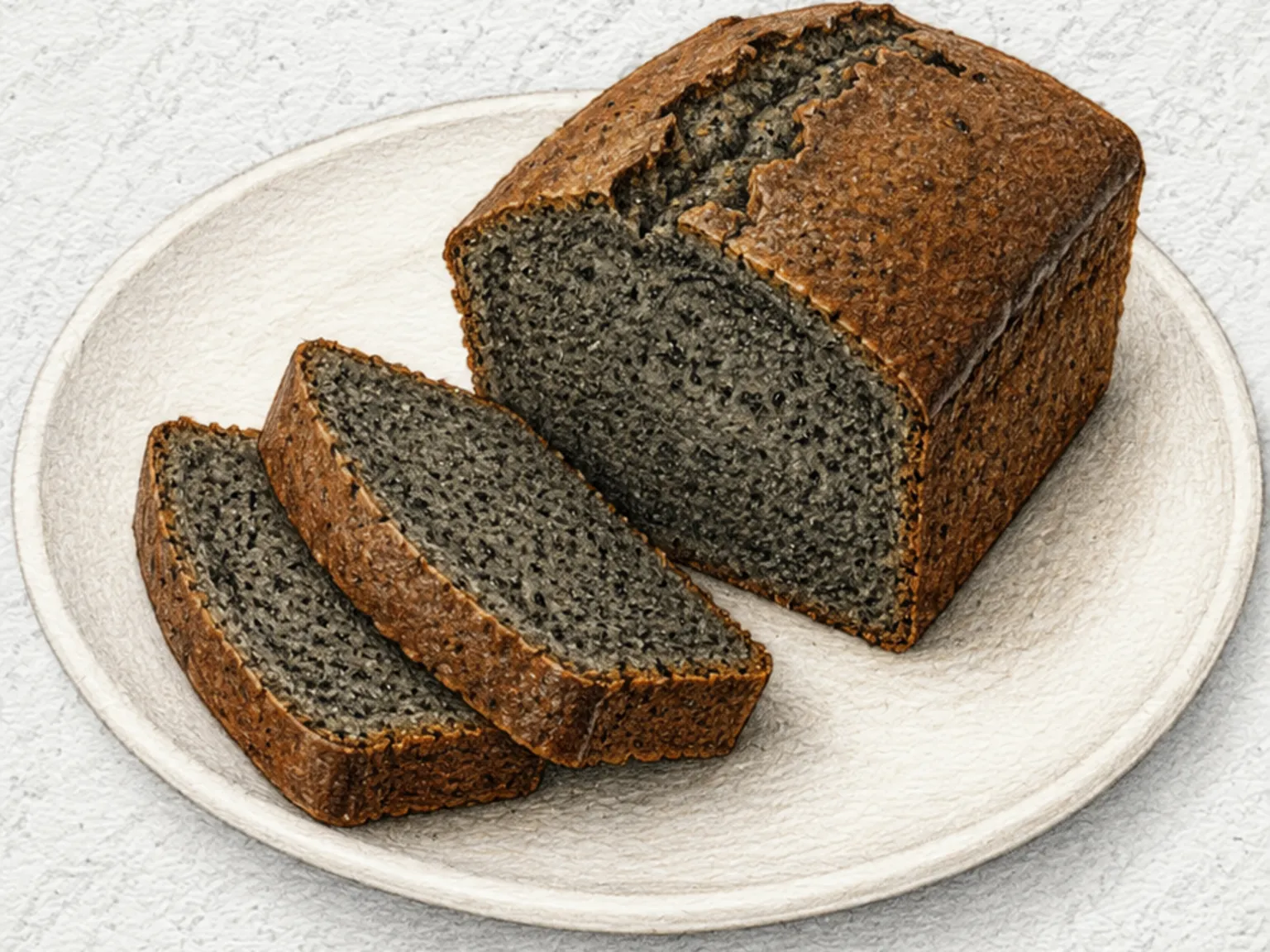 黒ごまパウンドケーキ（炒り黒ごまペースト入りの灰褐色でずっしりしたパウンドケーキ）