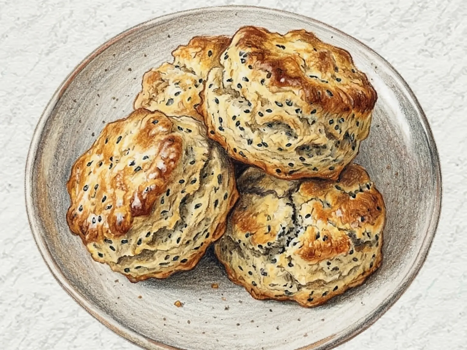 Heukimja Scones (Scones de Manteiga e Gergelim Preto)