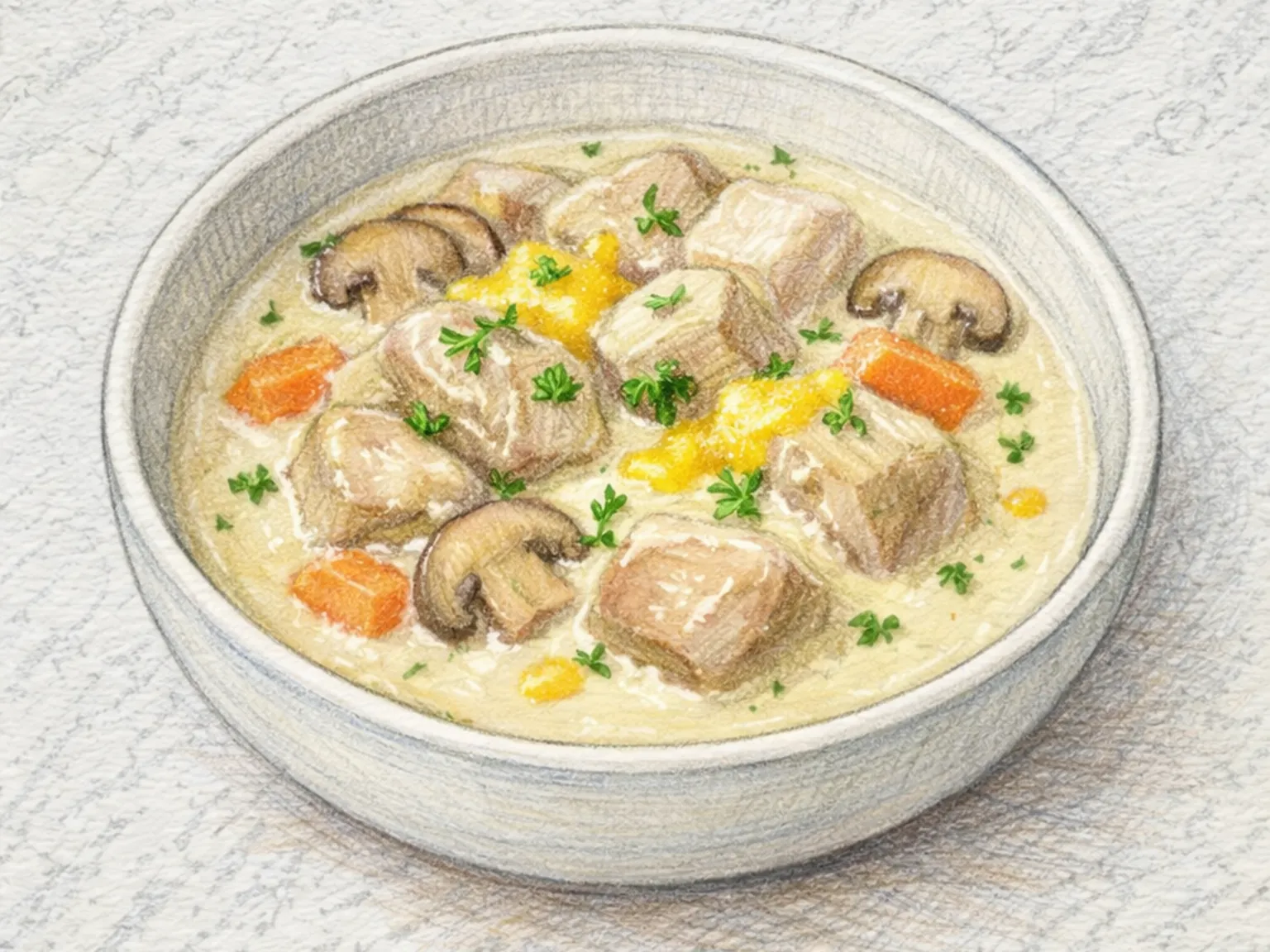 Blanquette de Veau (Guisado de Vitela Francês em Molho Cremoso de Ovo e Limão)