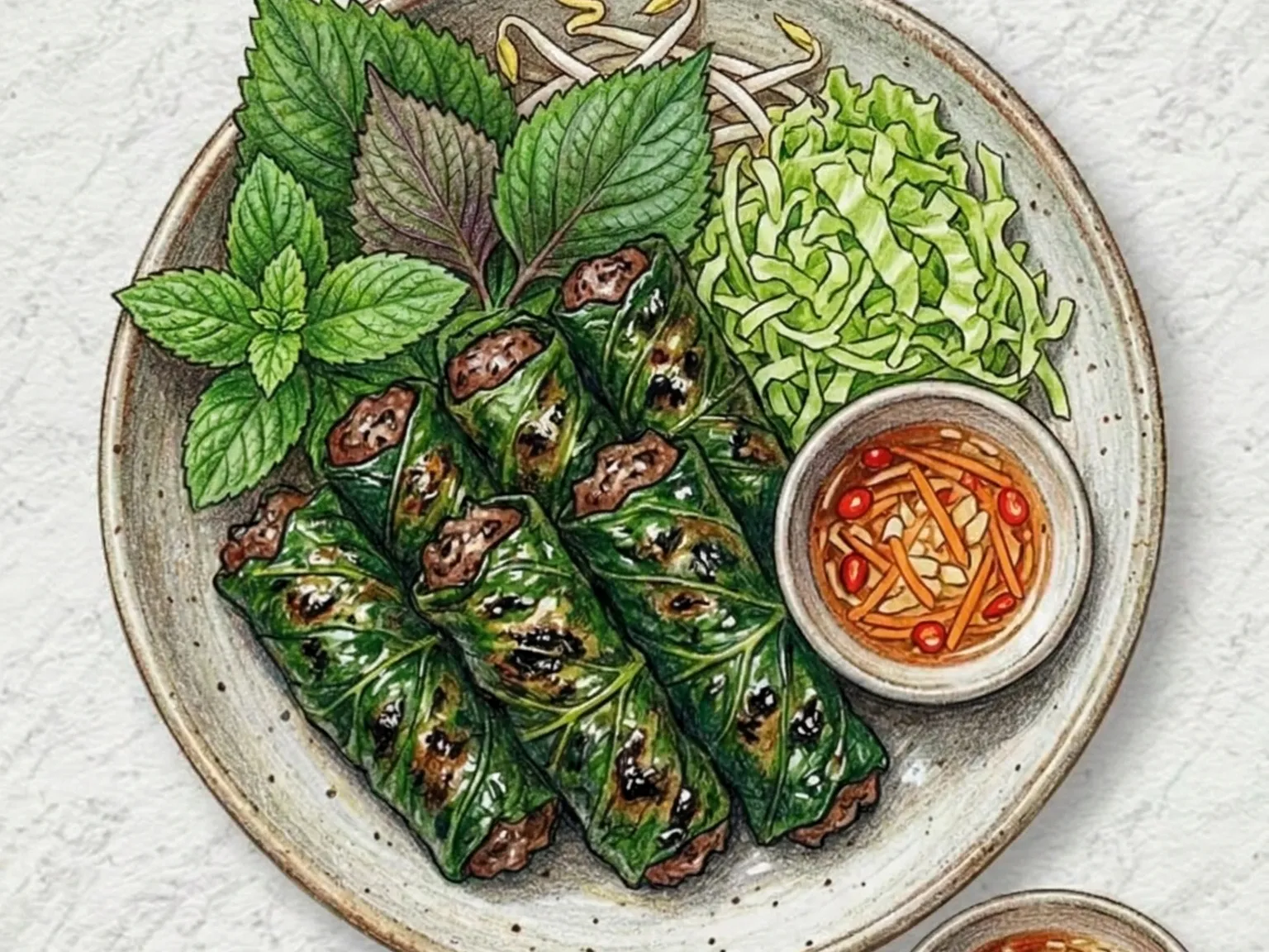 Bo La Lot (ternera picada envuelta en hojas de betel a la parrilla)