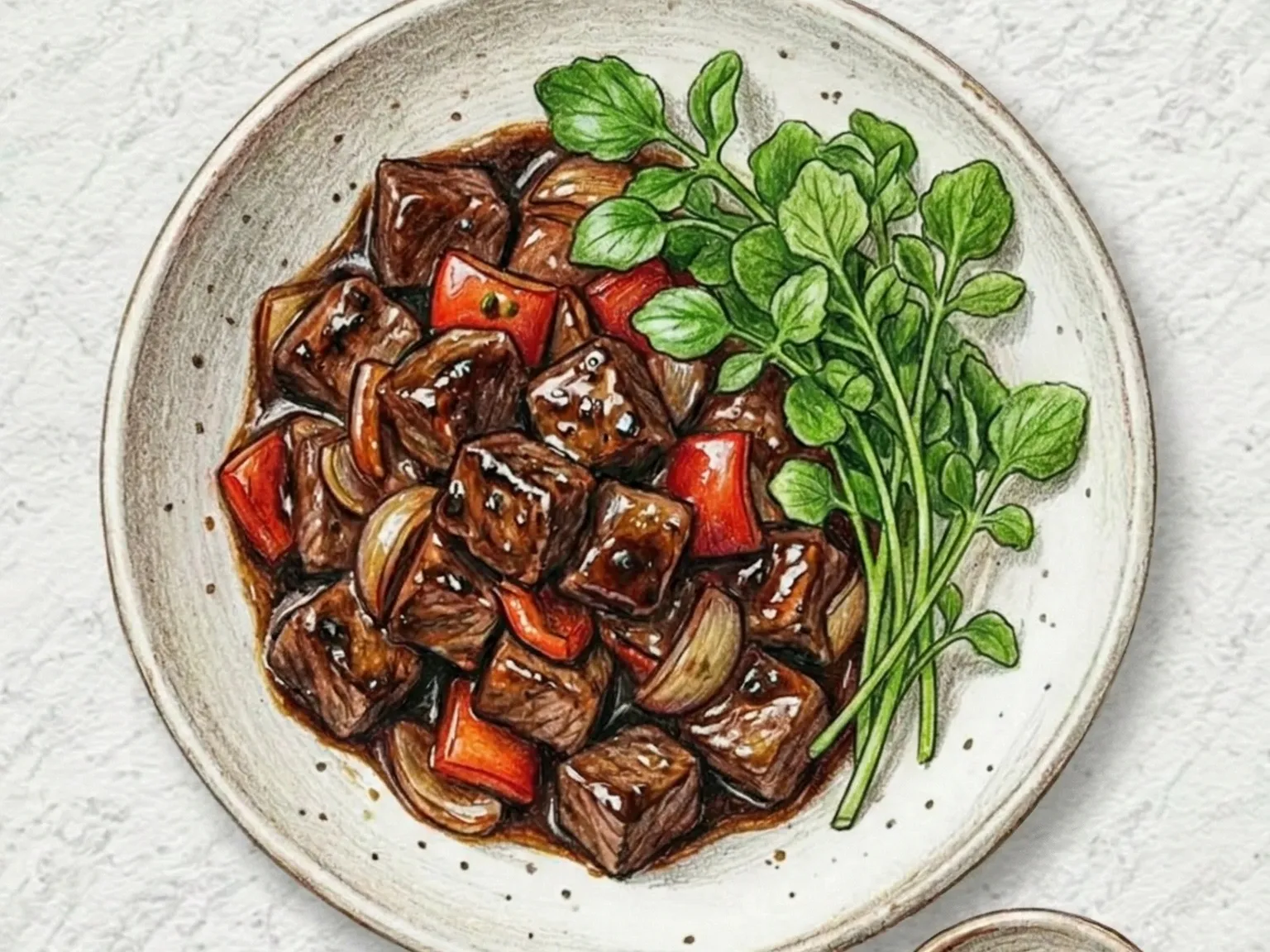 ボールックラック（ベトナム風中華鍋振り牛肉キューブ炒め）