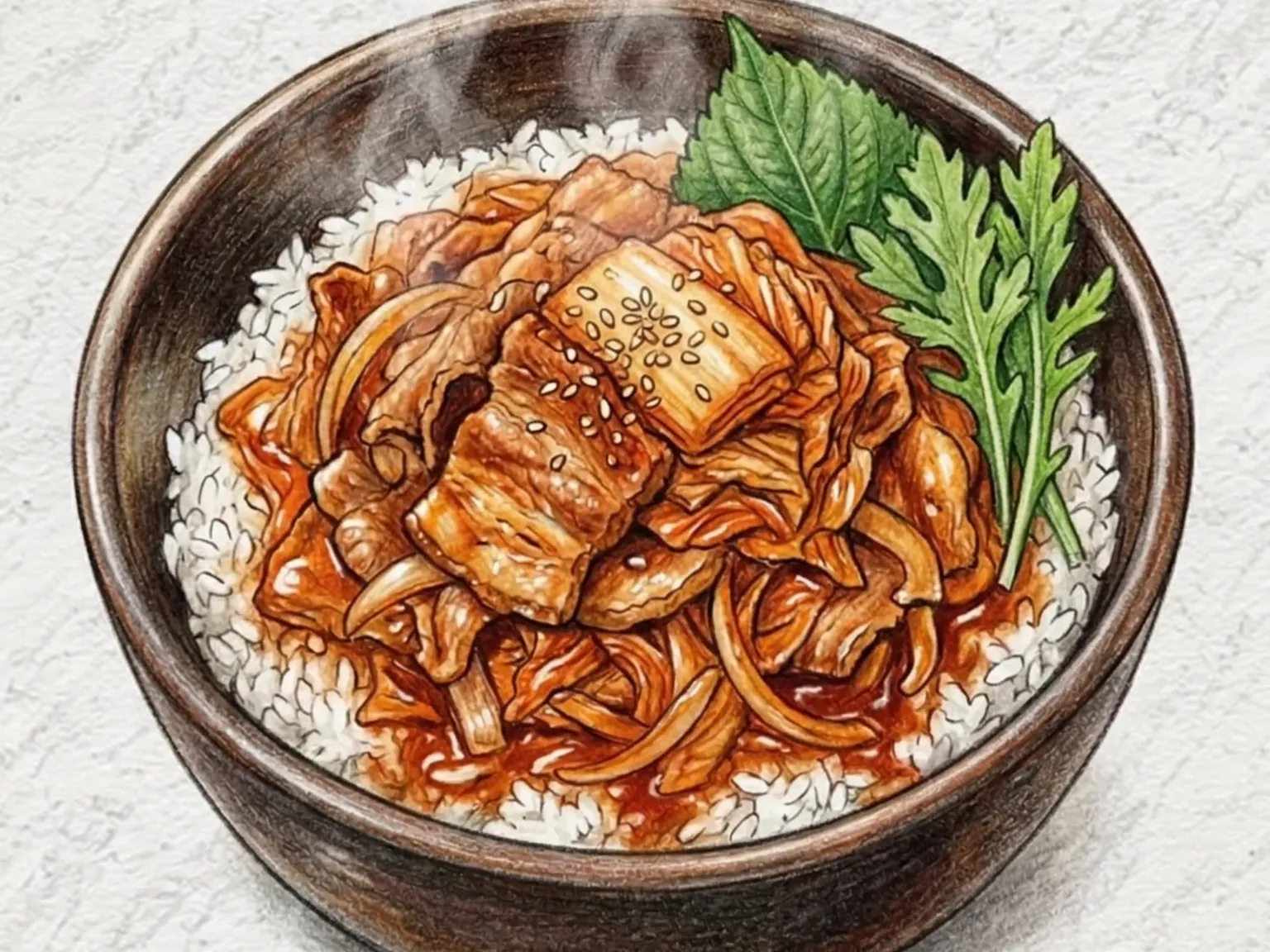 Korean Bossam Kimchi Rice Bowl