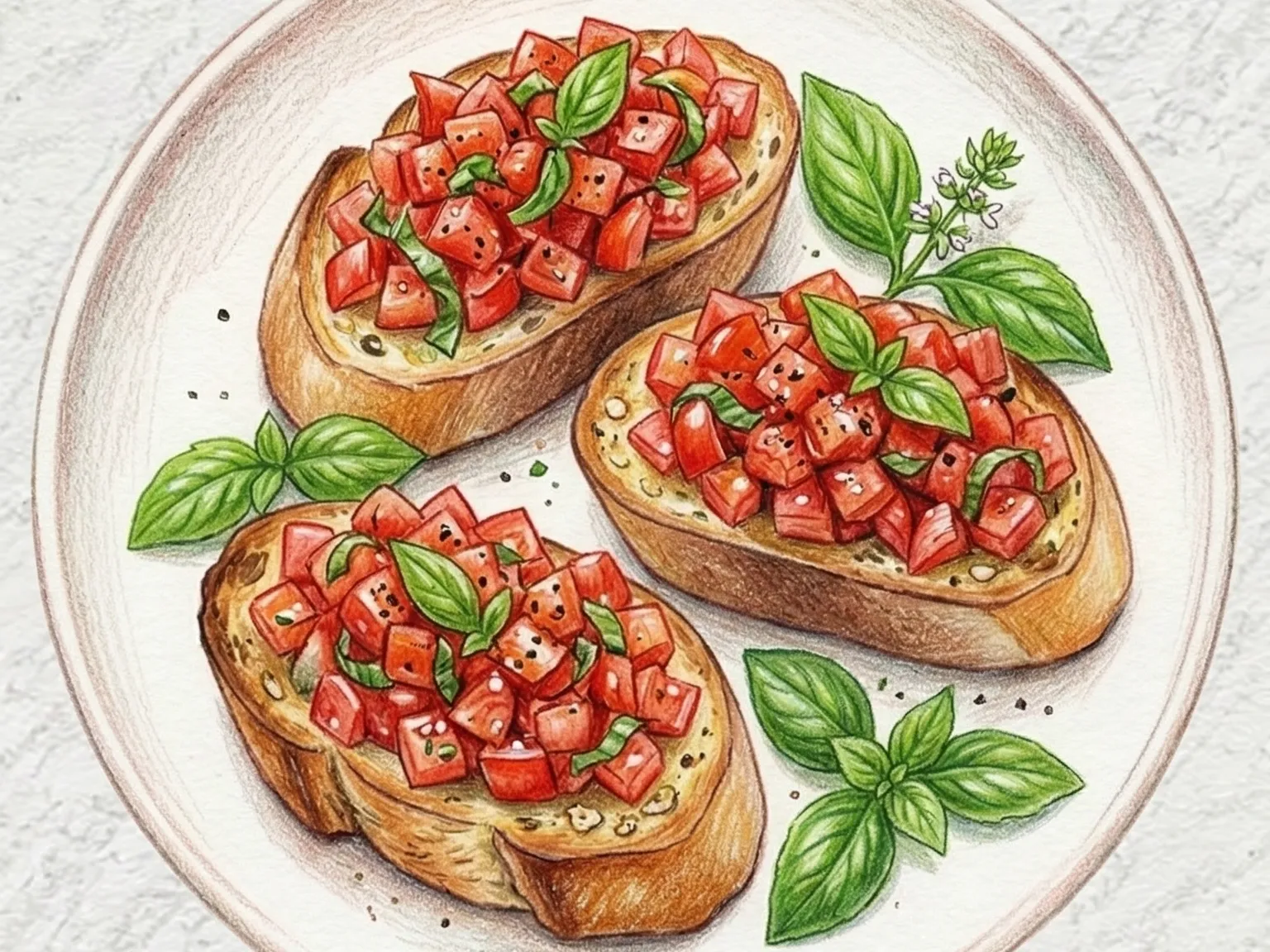 브루스케타 (토마토 바질 구운 빵 전채)