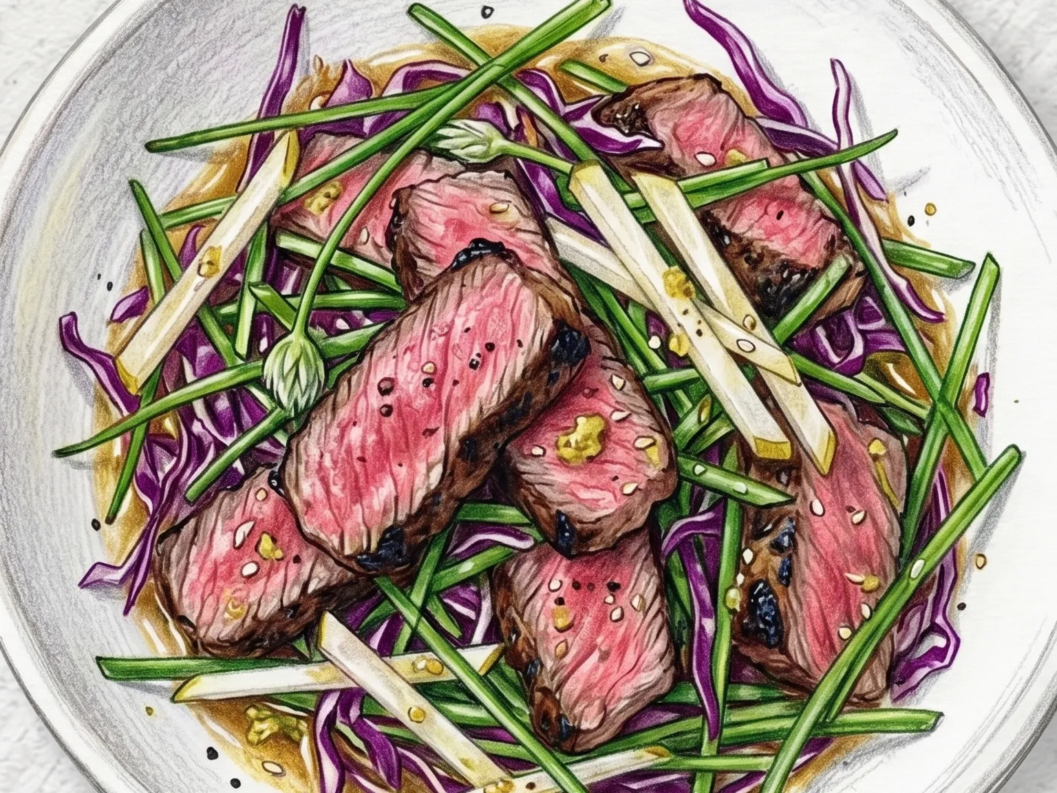 부추 소고기 겨자 샐러드