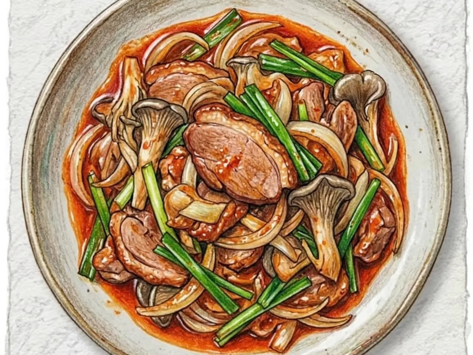 Korean Garlic Chive Duck Stir-fry