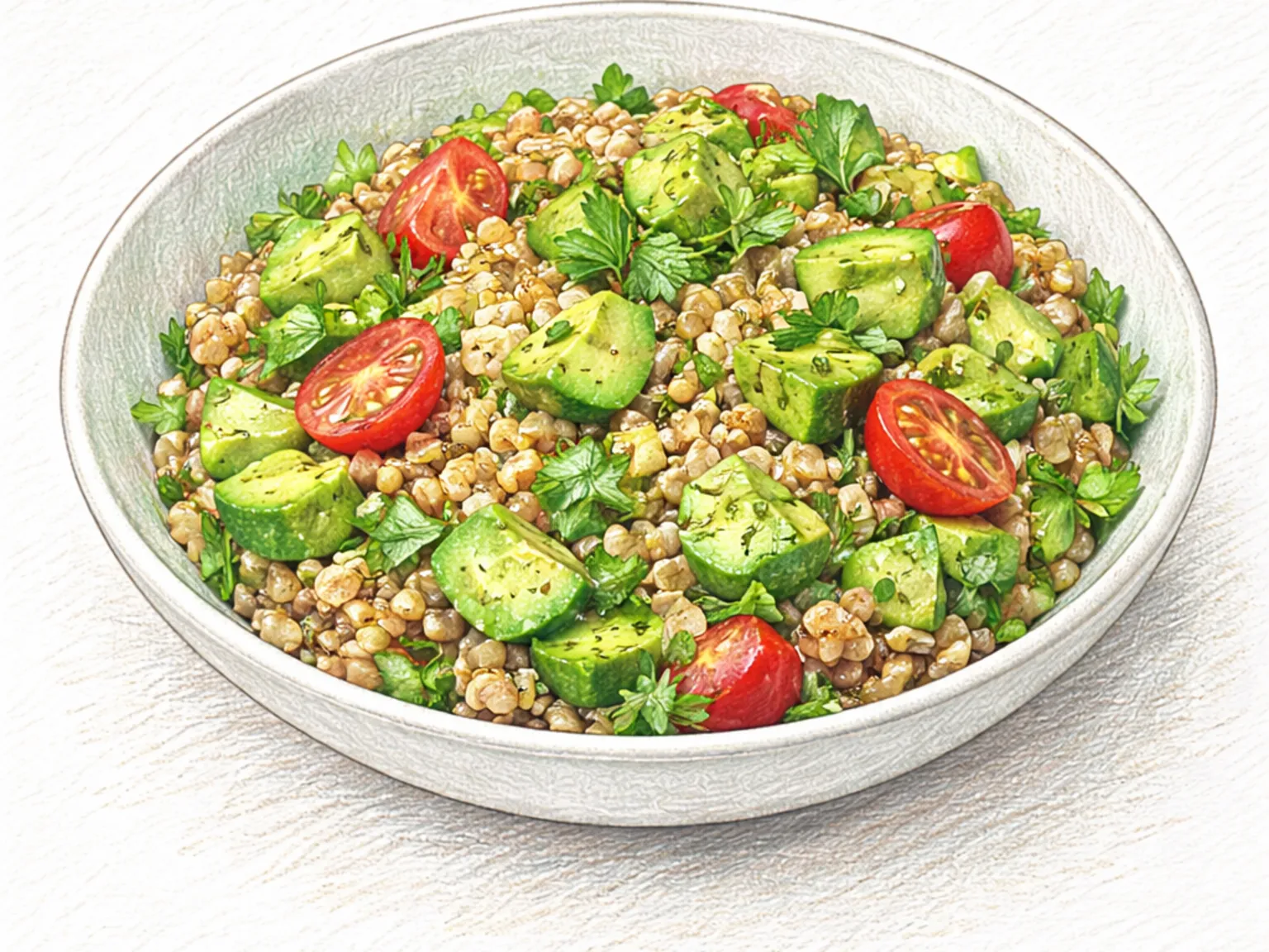 Salada de Trigo Sarraceno e Abacate