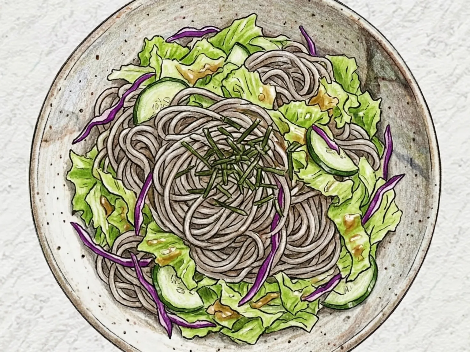 Salada de Macarrão de Trigo Sarraceno