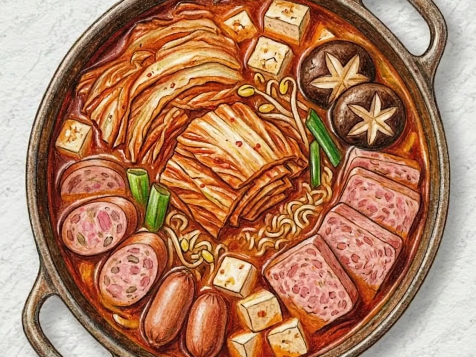 プデチゲ(スパムとラーメンのピリ辛鍋)