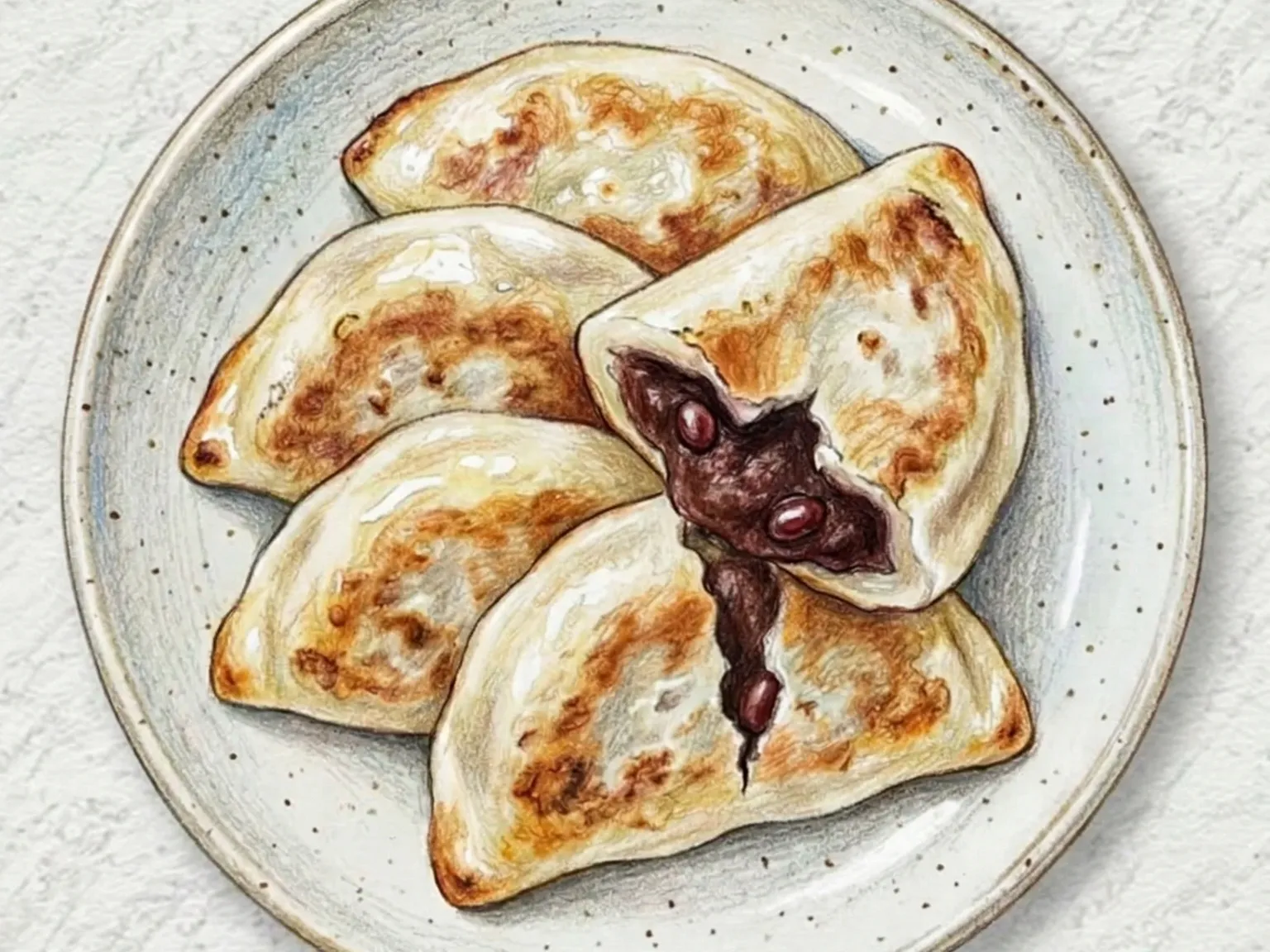 プックミ（あんこ入り焼き餅）（もち米シナモンあんこ半月焼き餅）