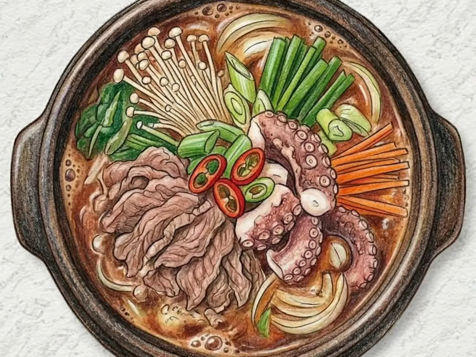 プルナク鍋(牛肉とタコの旨味鍋)