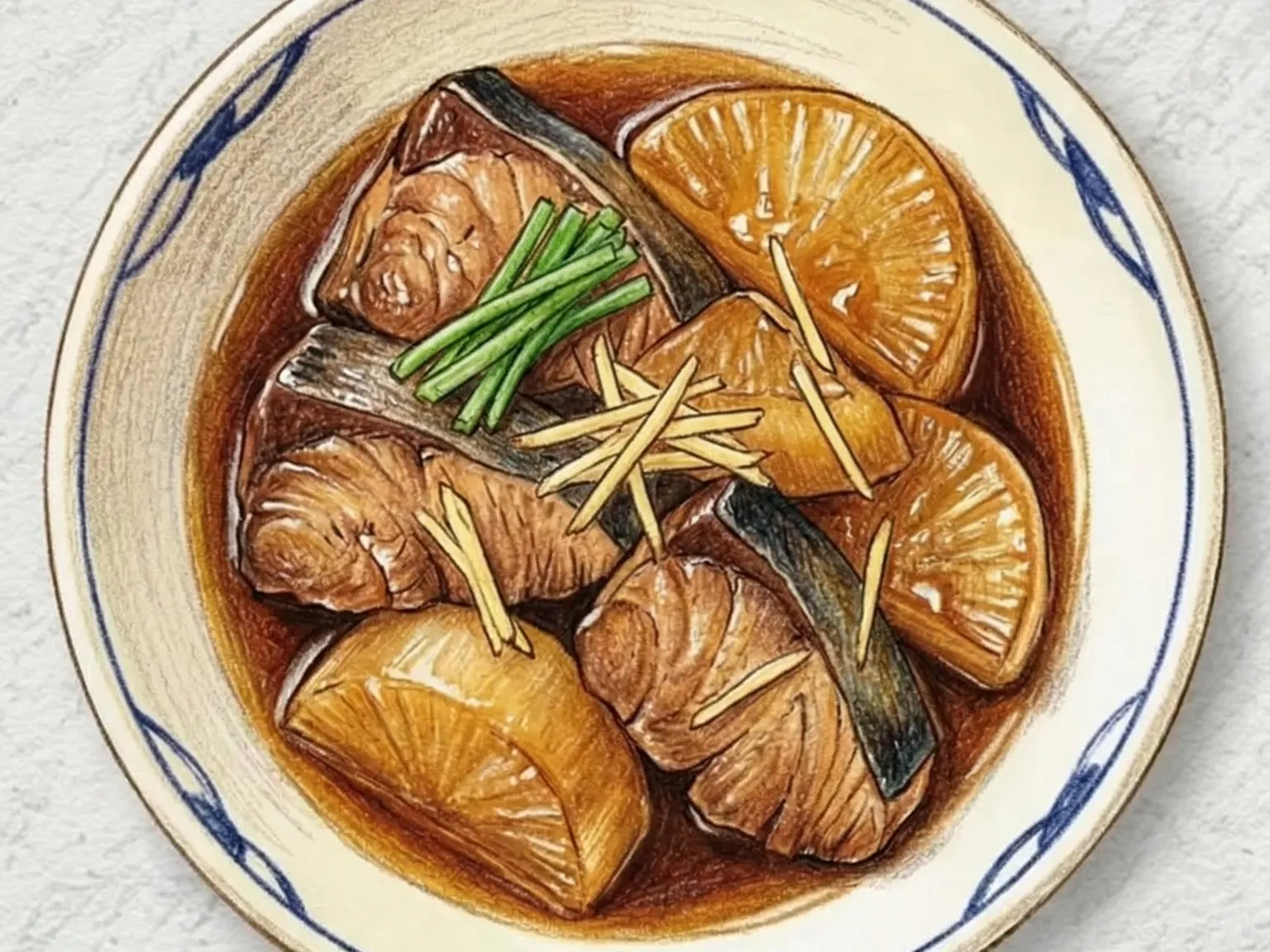 Buri Daikon (jurel y rábano estofados a la japonesa)