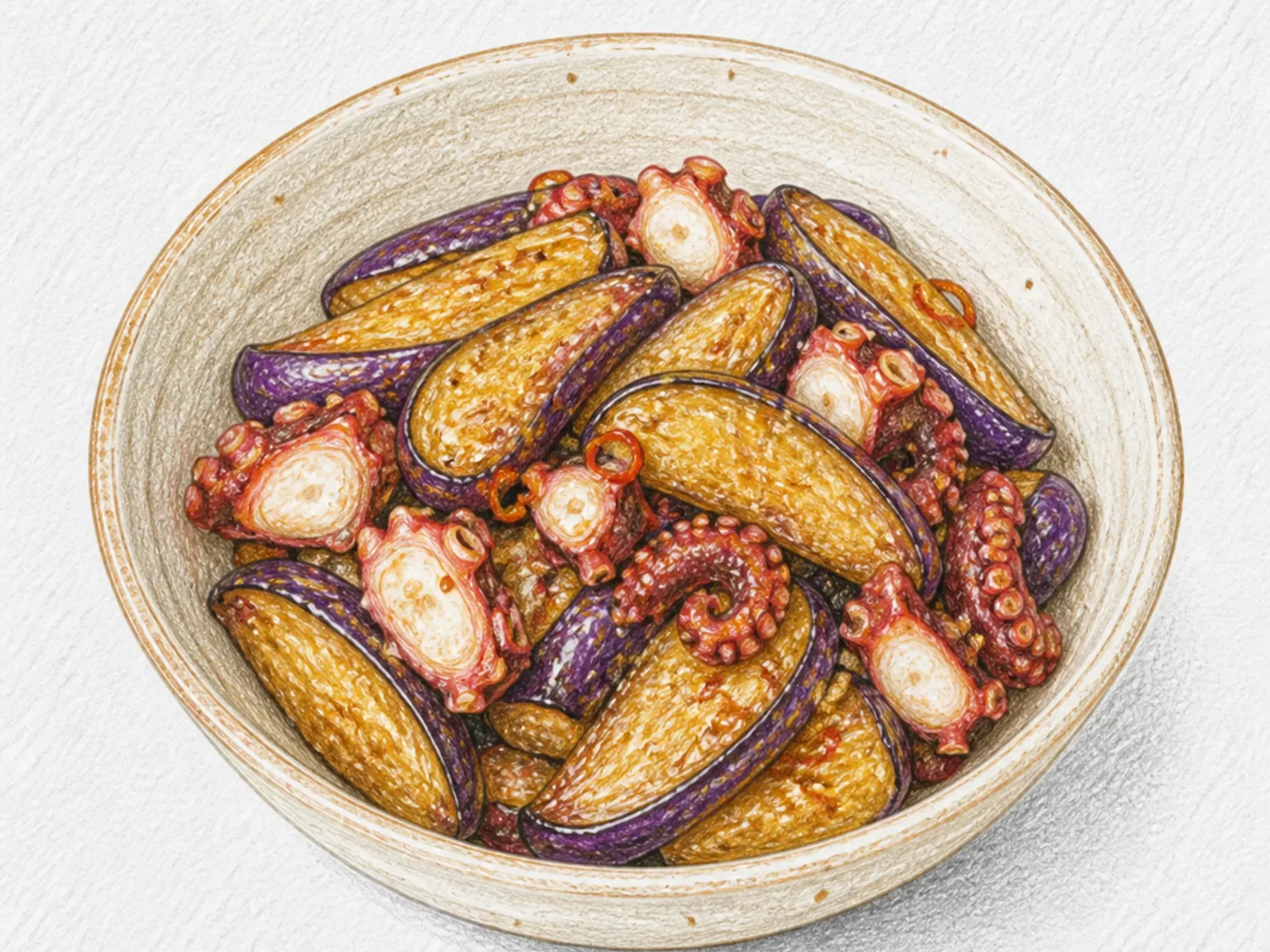 Buta-ae (Octopus and Eggplant Miso Stir-Fry)