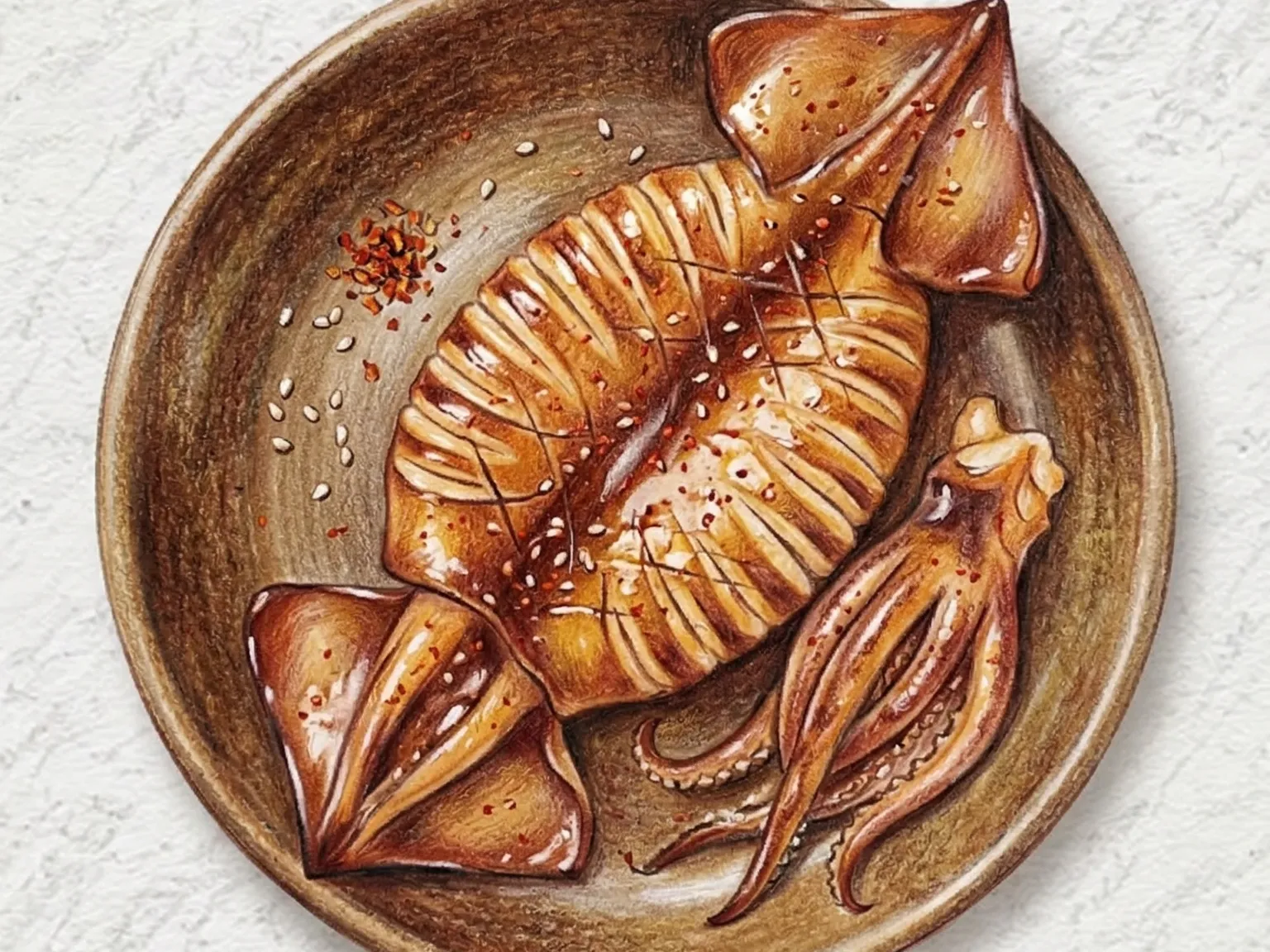 バターイカ焼き(半干しイカのバター醤油タレ焼き)