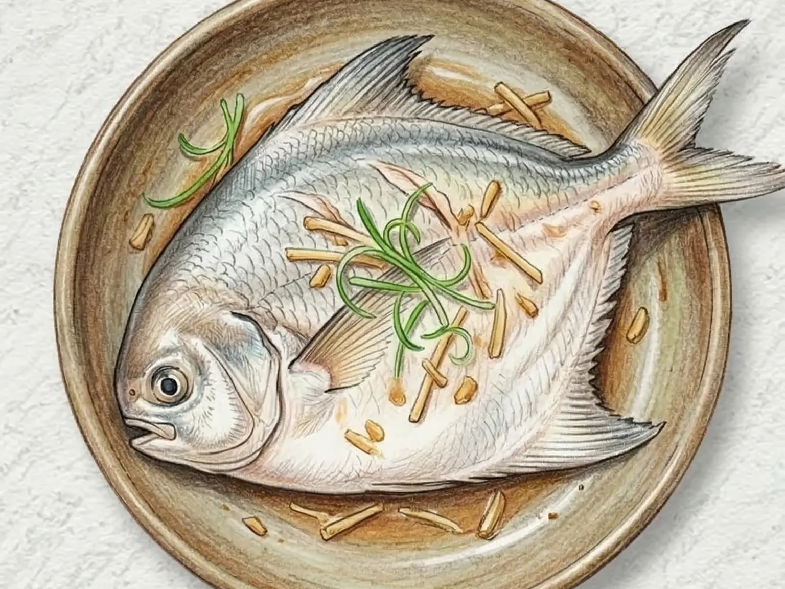 Byeongeo Jjim (palometa al vapor con salsa de soja y jengibre)