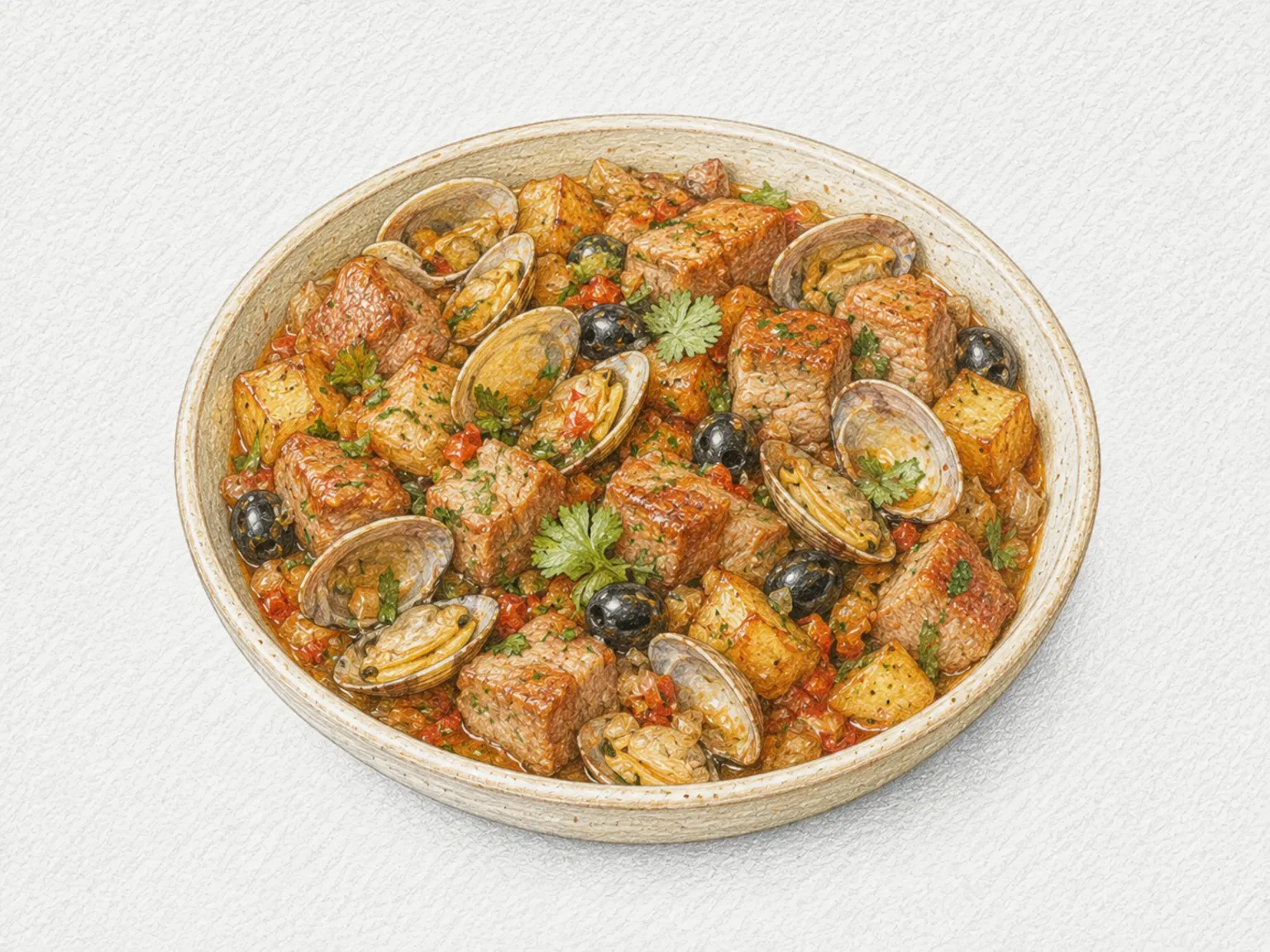 Carne de porco à Alentejana