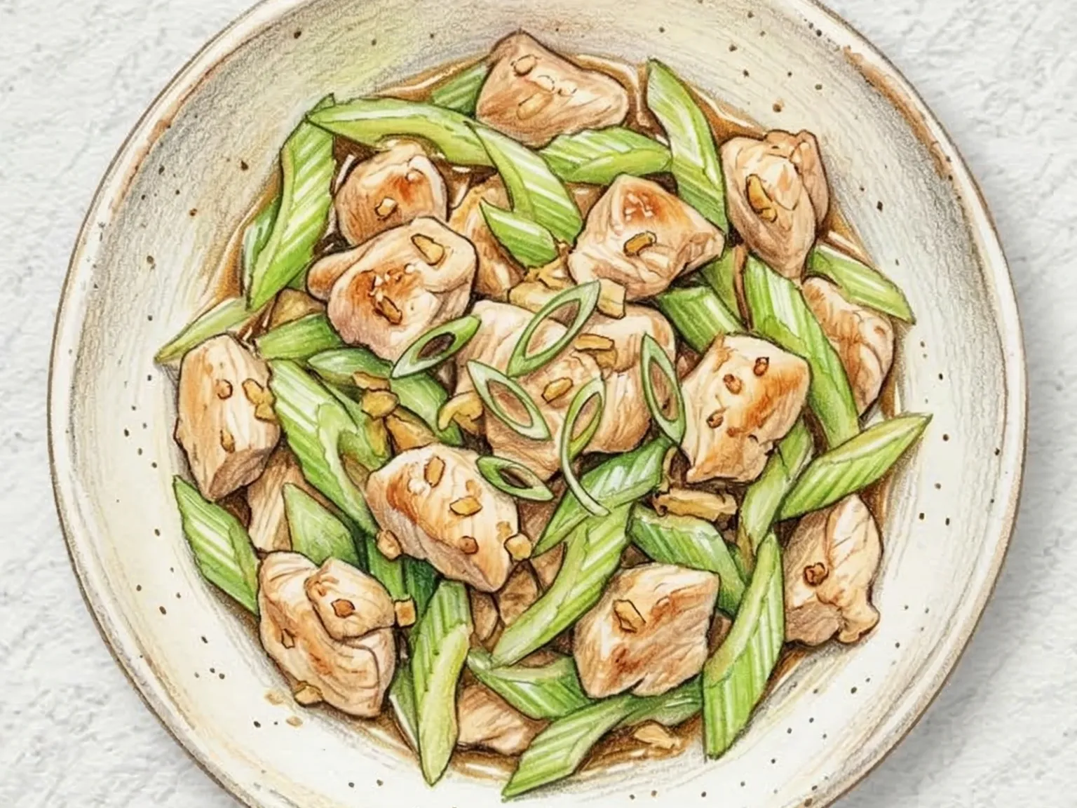 Celery Dakgaseumsal Bokkeum (pechuga de pollo con apio salteados)