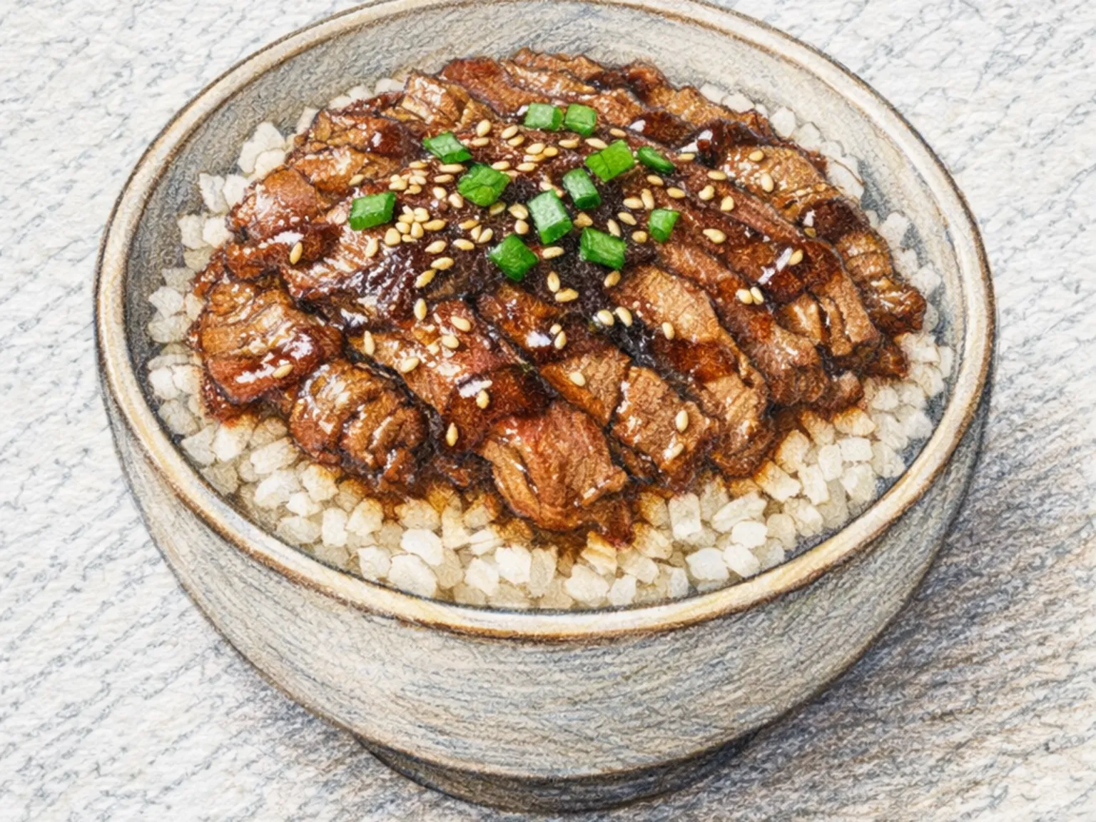 Chadol Deopbap (bol de arroz con falda de ternera coreana)