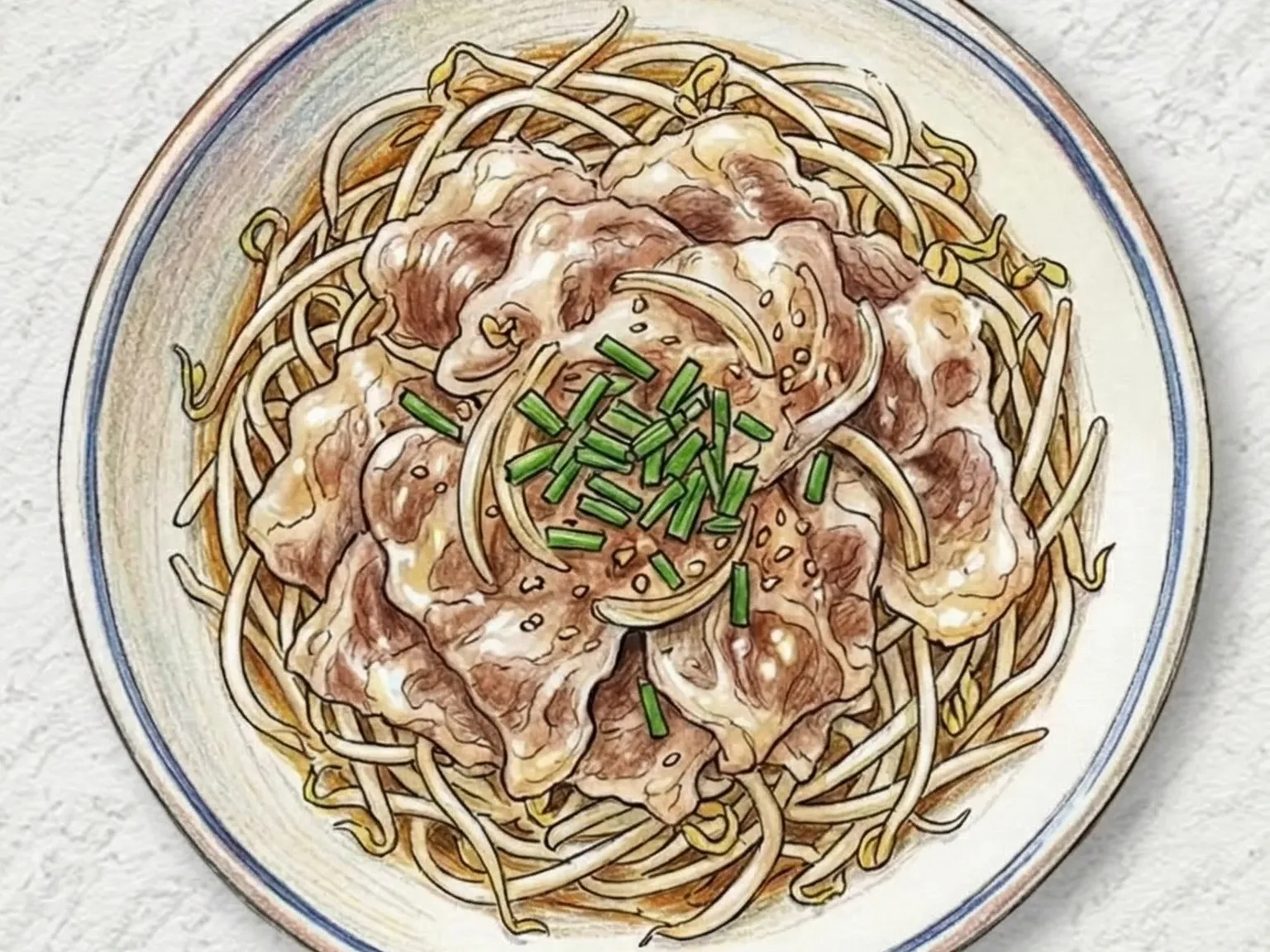 Chadol Sukju Jjim (pecho de res al vapor con brotes de soja)