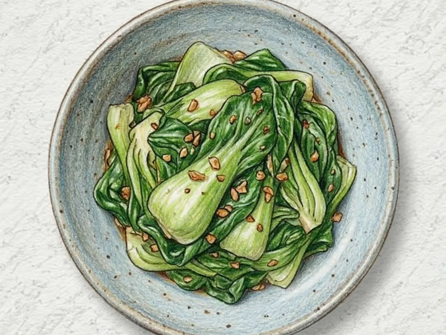 チンゲン菜の炒めもの(にんにく塩味の青菜炒め)