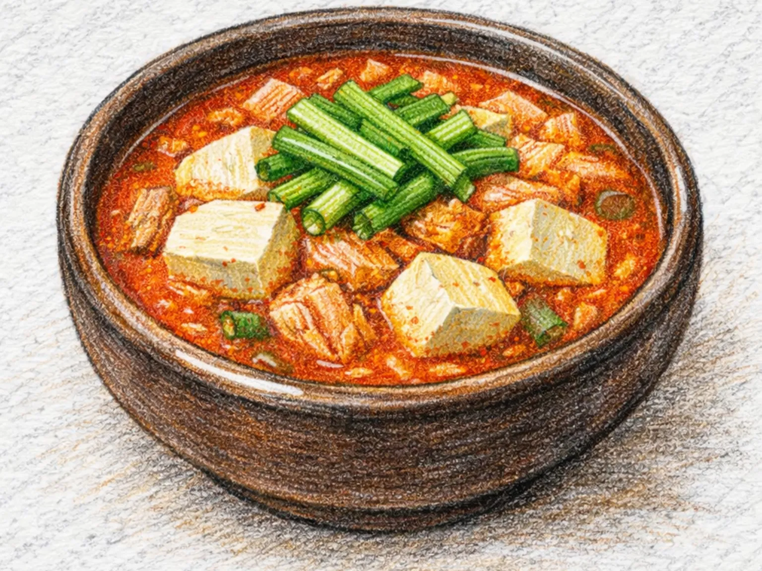 ツナキムチチゲ（発酵キムチとツナのスープ）